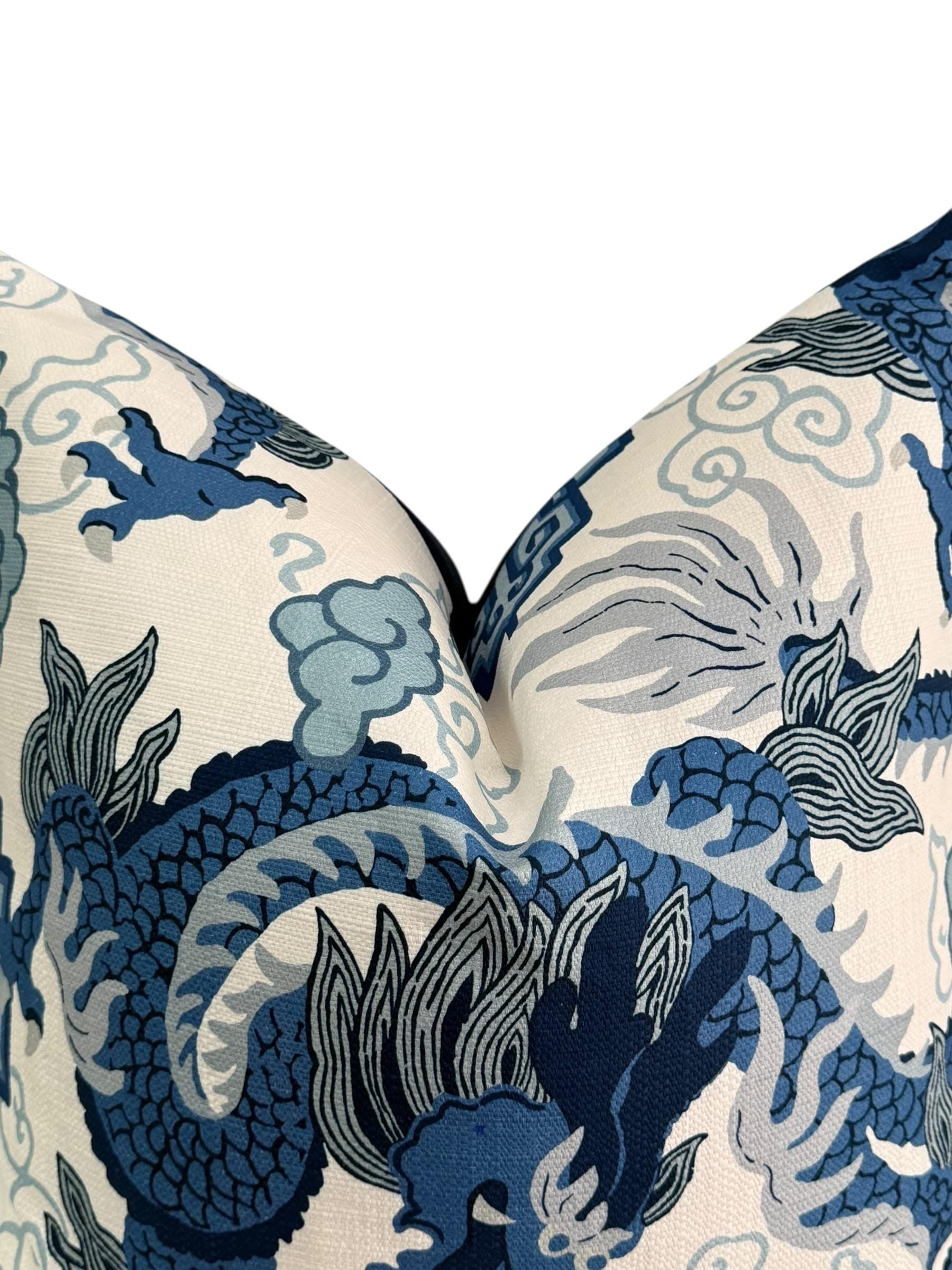 Blue Dragon Pillow Cover: Chinoiserie Asian Throw Pillow