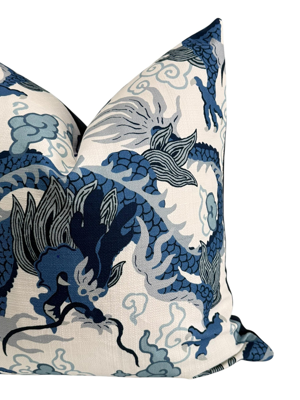Blue Dragon Pillow Cover: Chinoiserie Asian Throw Pillow