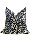 Handmade Cheetah Print Pillow Cover: Blue and Beige Safari Accent Cushion