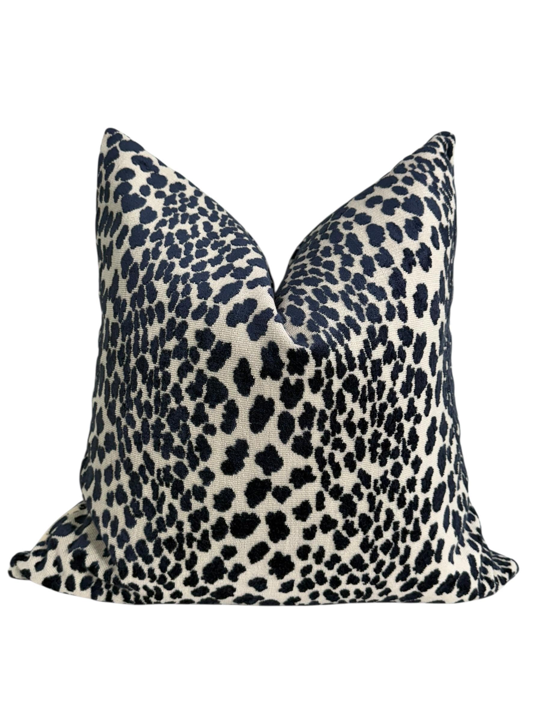Handmade Cheetah Print Pillow Cover: Blue and Beige Safari Accent Cushion