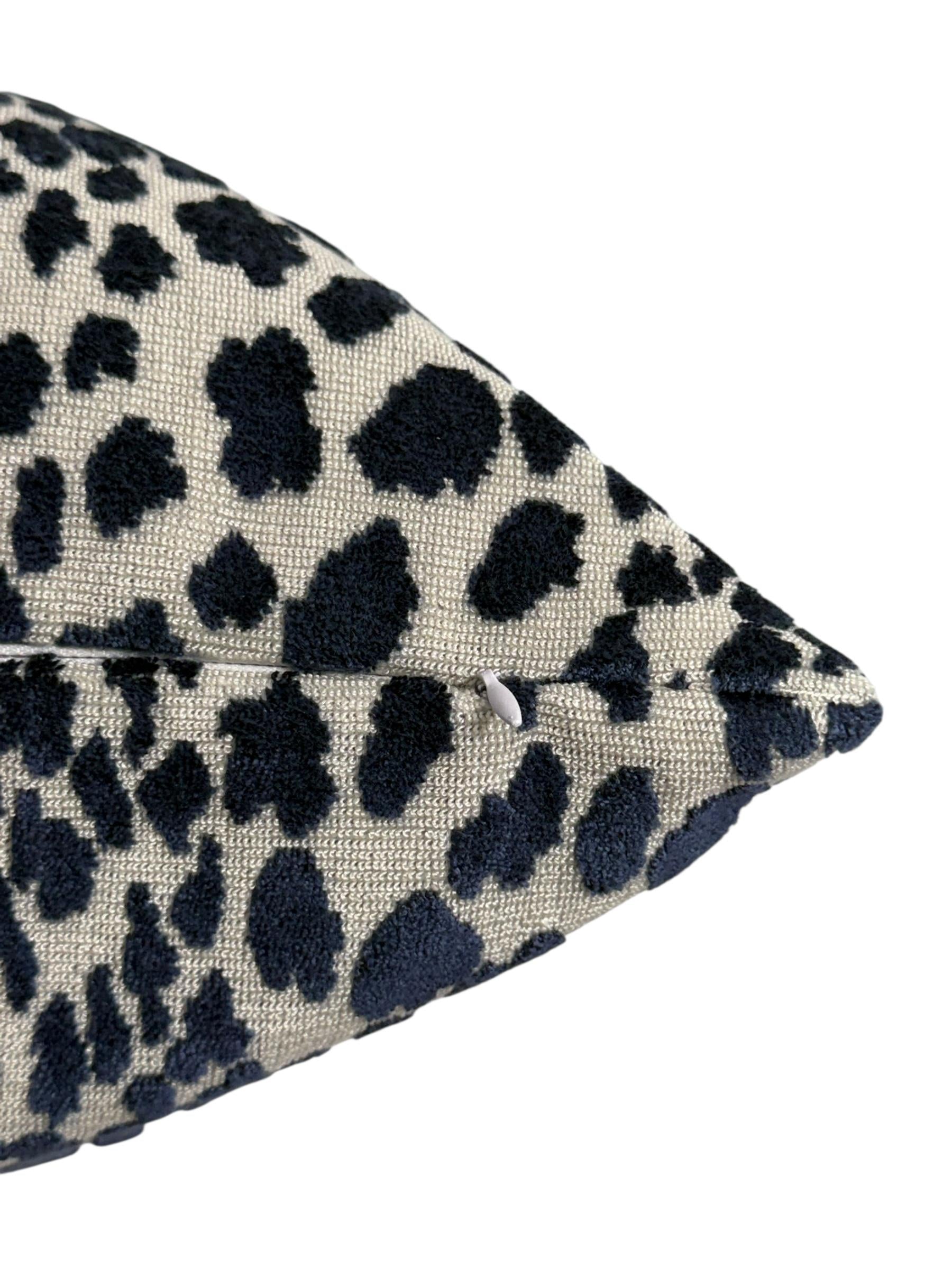 Handmade Cheetah Print Pillow Cover: Blue and Beige Safari Accent Cushion