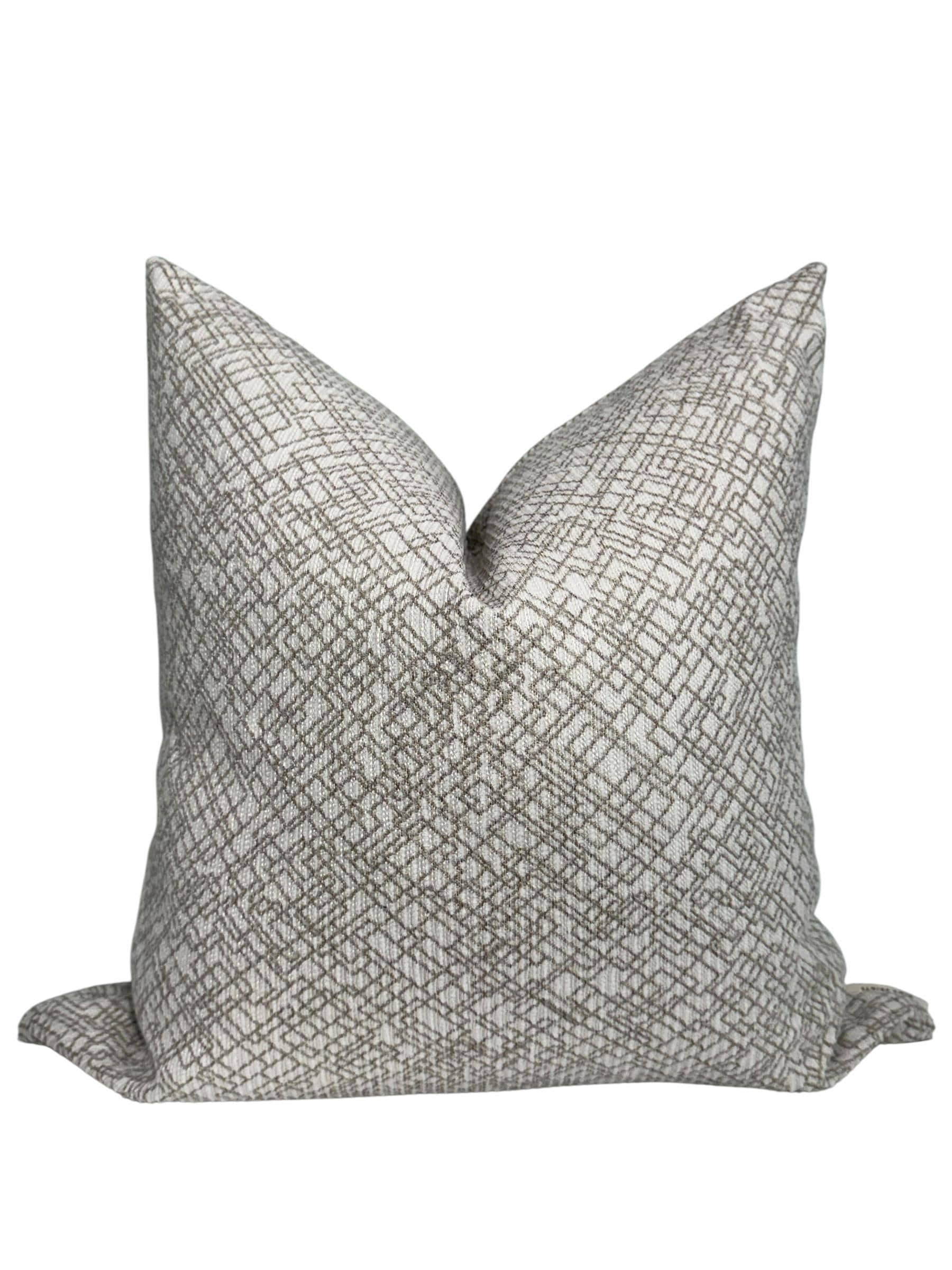 Textured Geometric Pillow Cover: Beige & Gray, Modern Minimalist