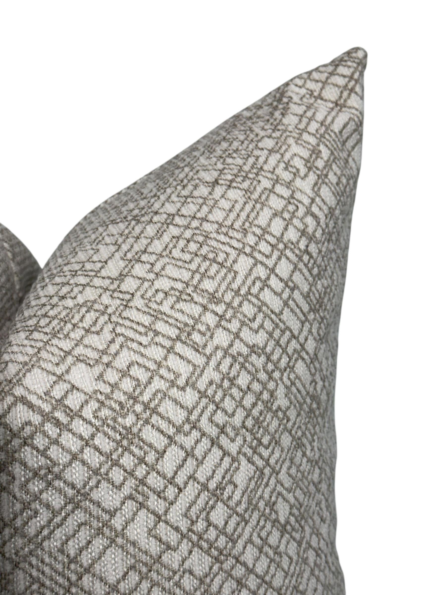Textured Geometric Pillow Cover: Beige & Gray, Modern Minimalist