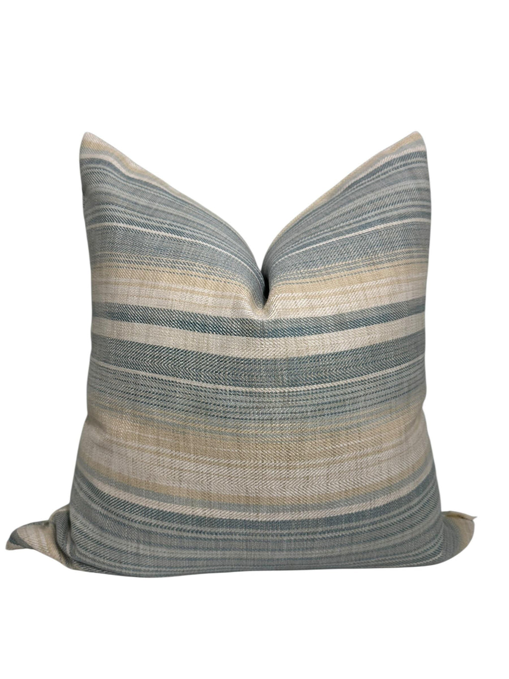 Handmade Blue and Beige Striped Pillow Cover: Woven Coastal Decor