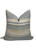 Handmade Blue and Beige Striped Pillow Cover: Woven Coastal Decor