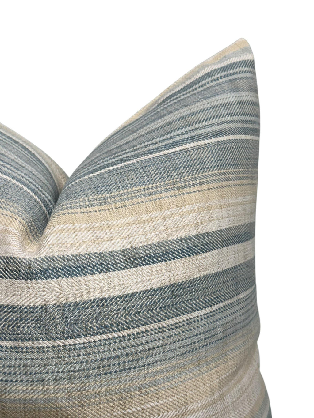 Handmade Blue and Beige Striped Pillow Cover: Woven Coastal Decor