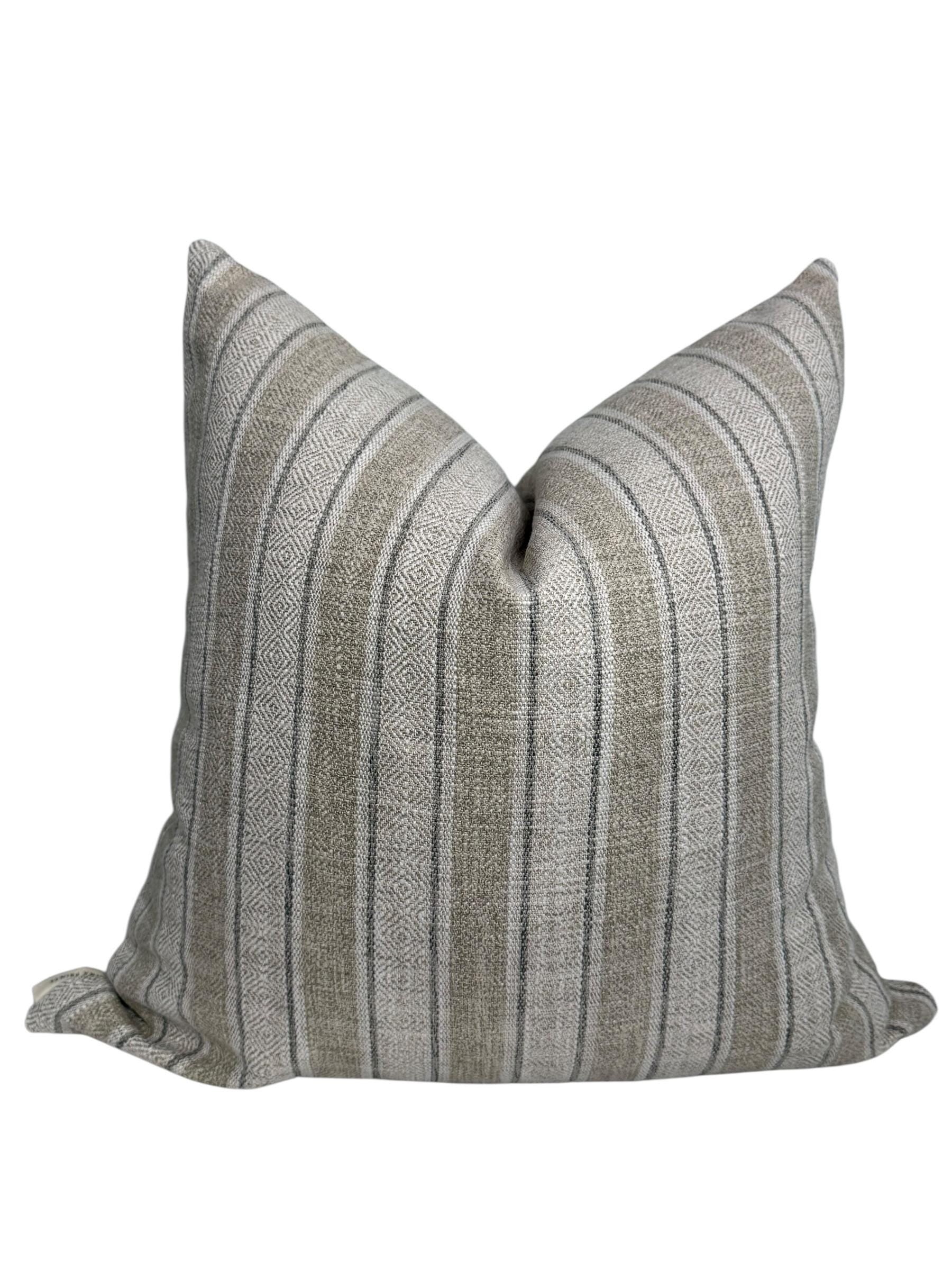 Beige Striped Woven Pillow Cover - Modern Farmhouse Decor