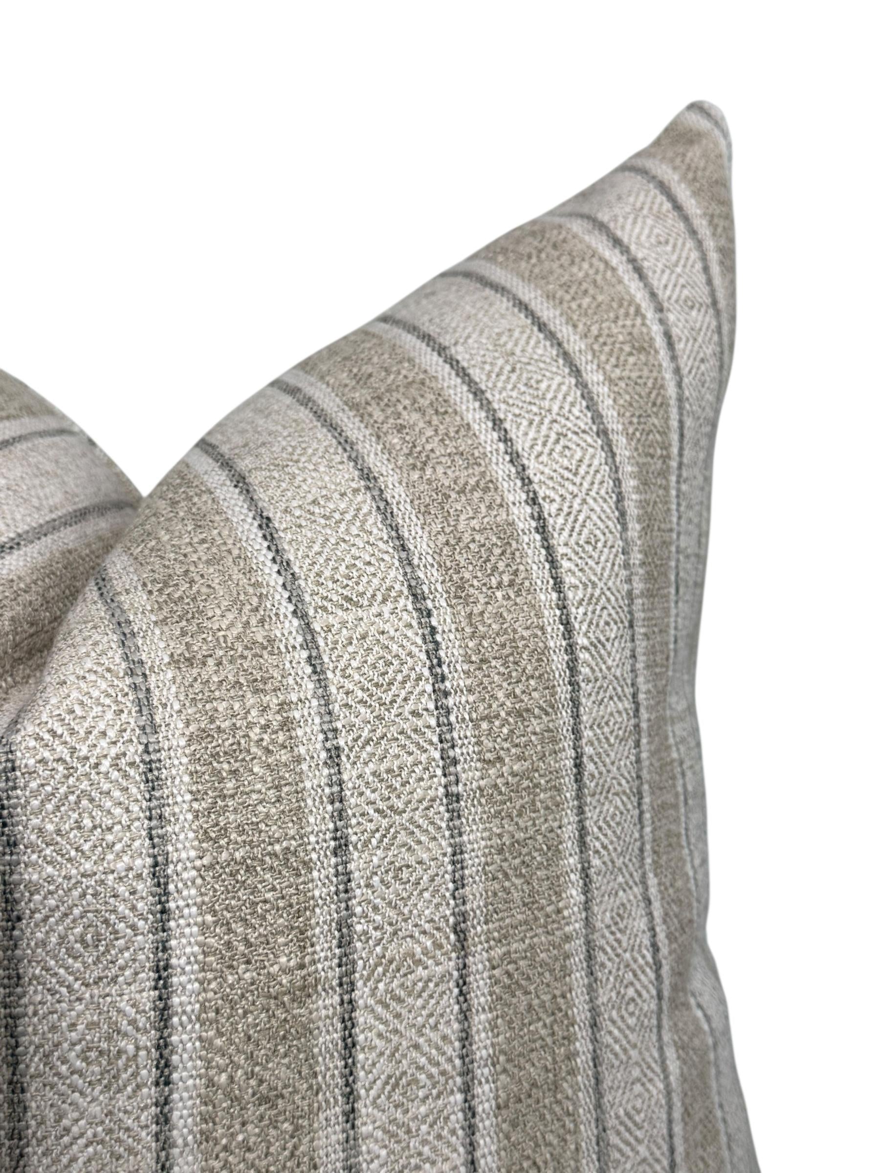 Beige Striped Woven Pillow Cover - Modern Farmhouse Decor