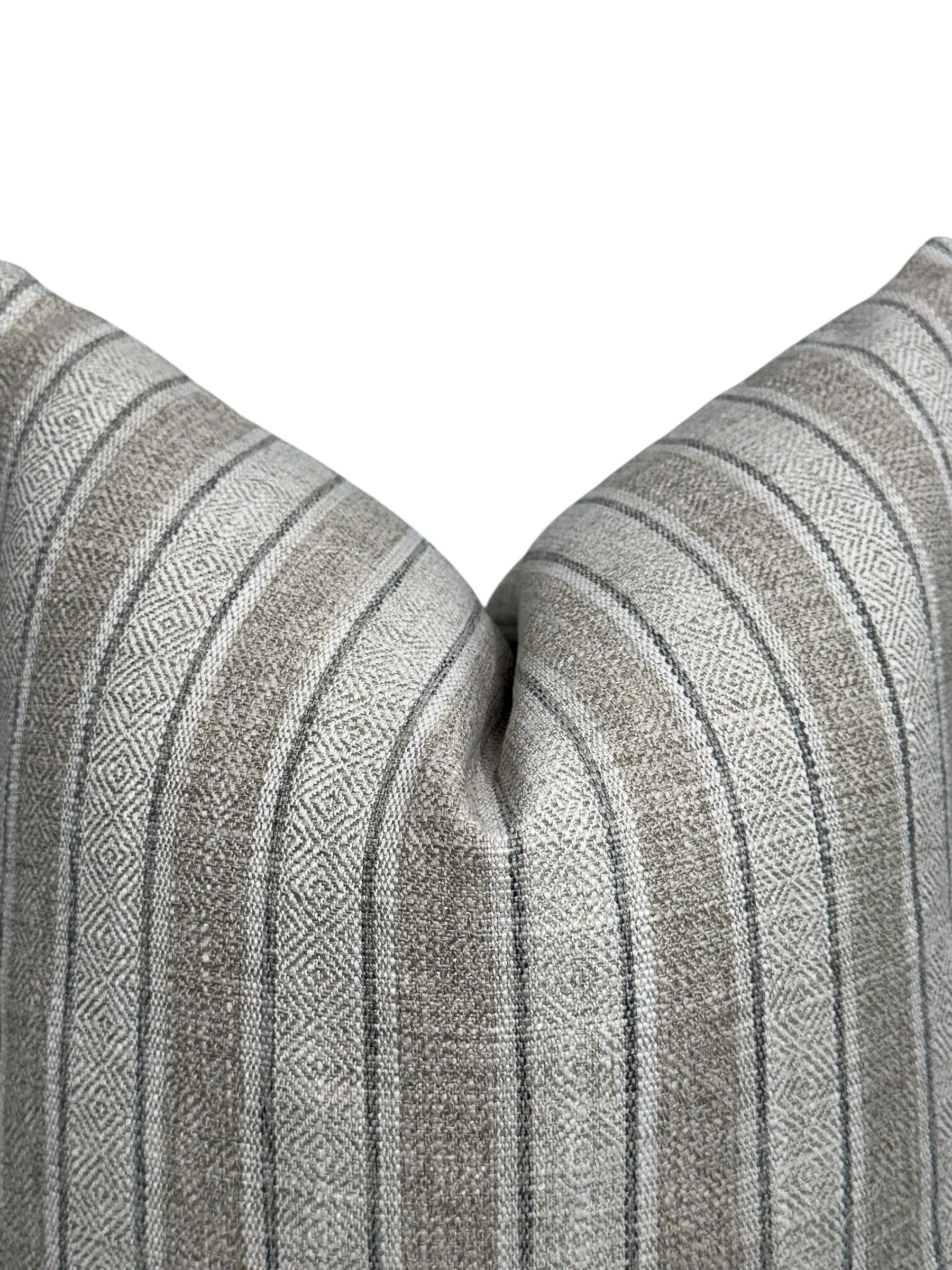 Beige Striped Woven Pillow Cover - Modern Farmhouse Decor