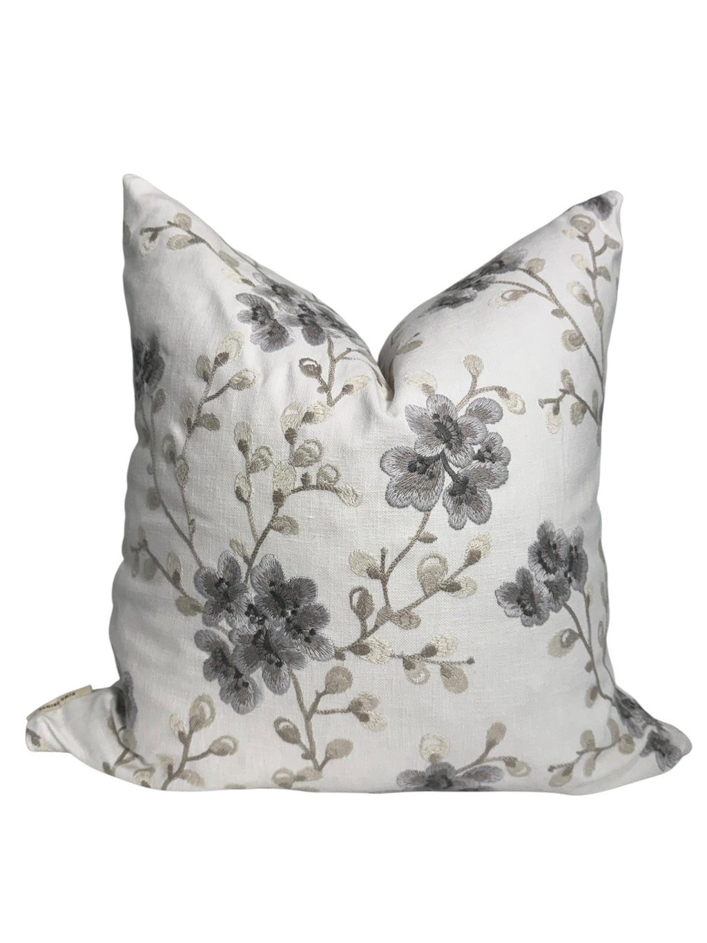 Embroidered Floral Pillow Cover: Linen Look, Farmhouse Decor