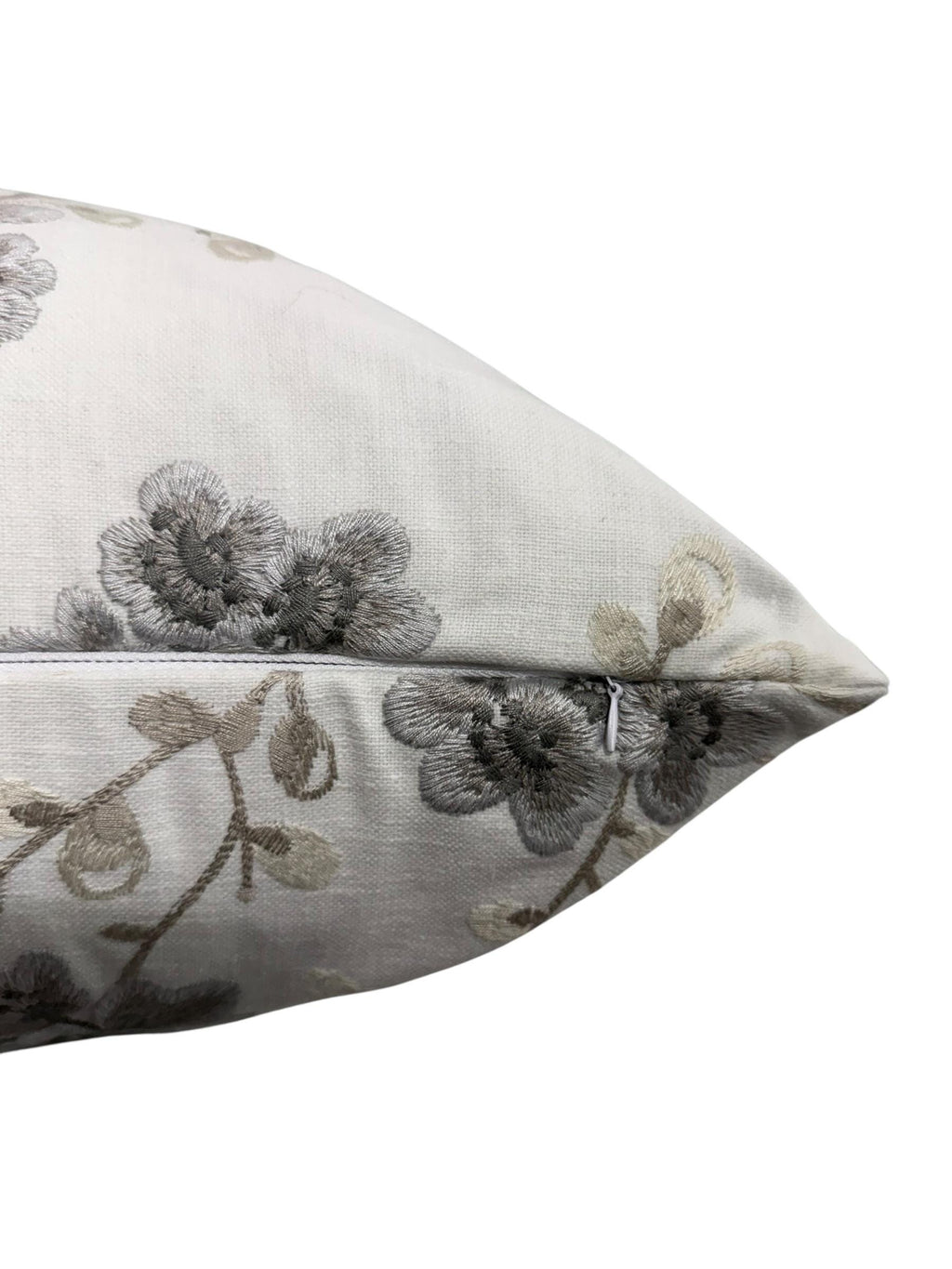 Embroidered Floral Pillow Cover: Linen Look, Farmhouse Decor