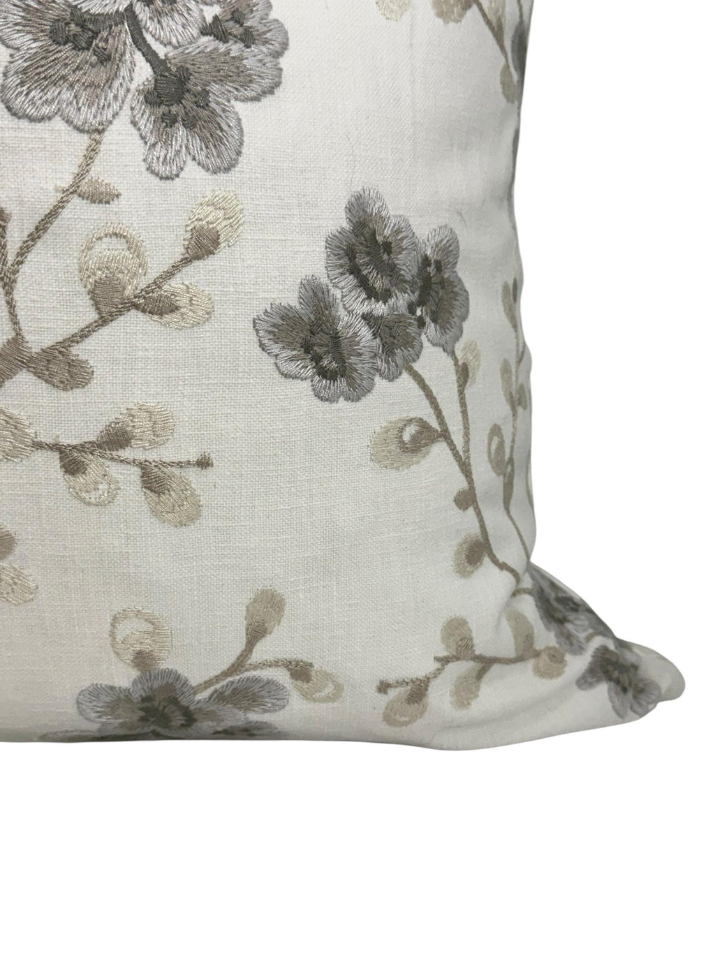 Embroidered Floral Pillow Cover: Linen Look, Farmhouse Decor