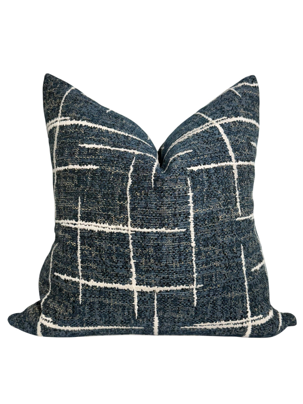 Navy Blue Geometric Pillow Cover: Modern Textured Cushion