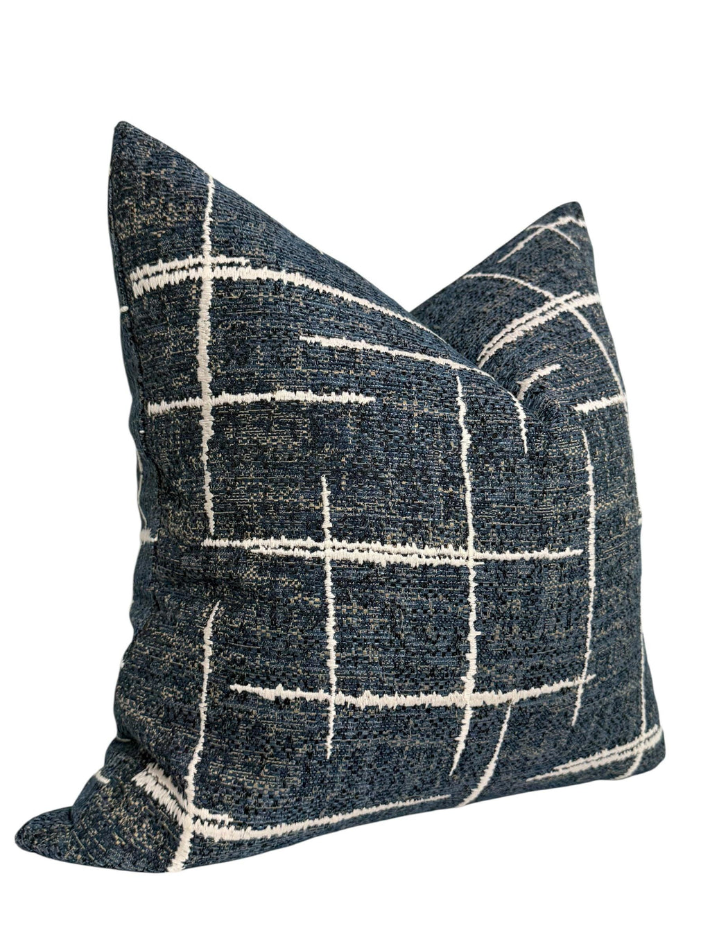 Navy Blue Geometric Pillow Cover: Modern Textured Cushion