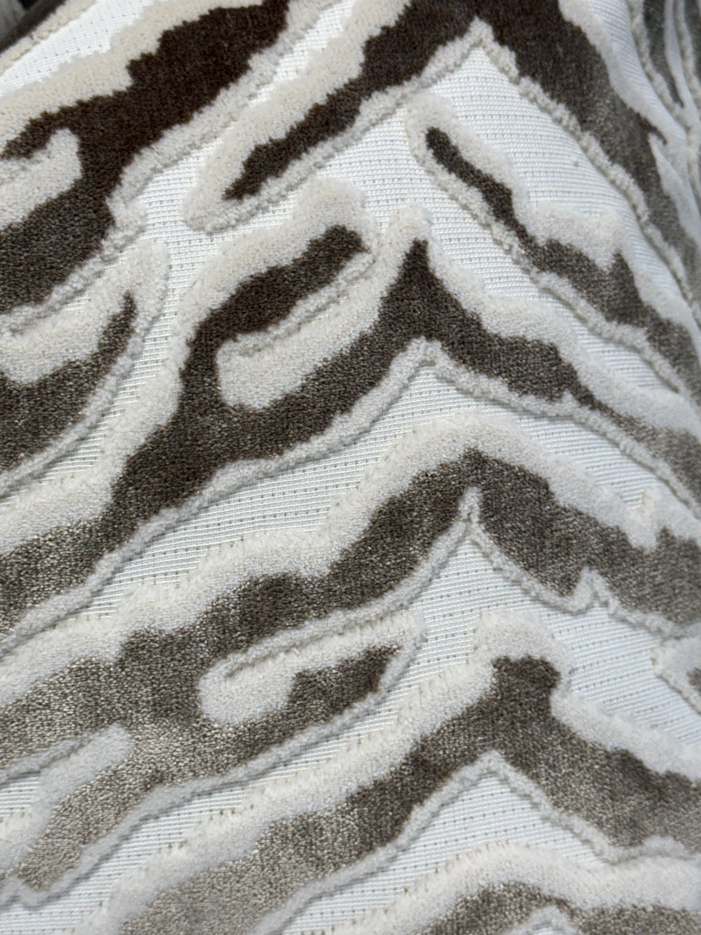 Handmade Velvet Zebra Print Pillow Cover: Taupe & Cream Cushion