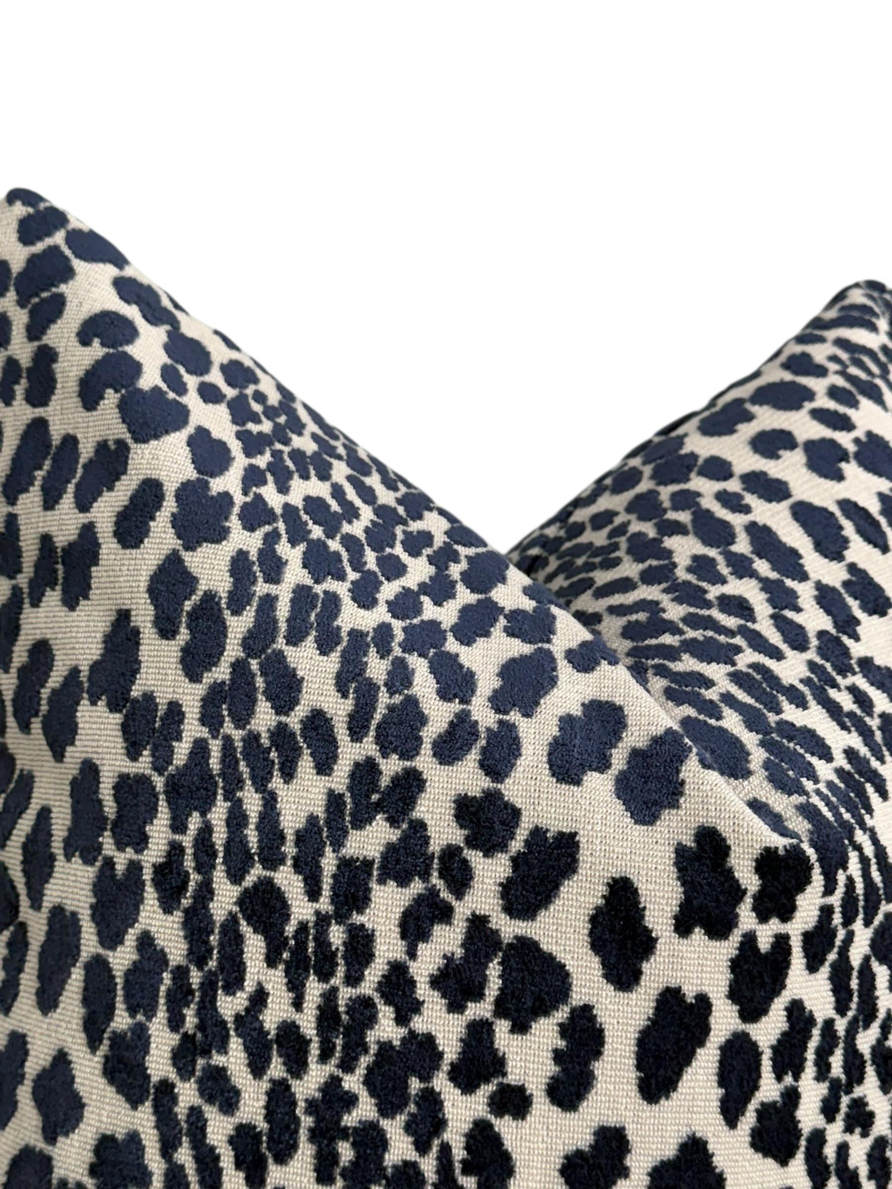 Handmade Cheetah Print Pillow Cover: Blue and Beige Safari Accent Cushion