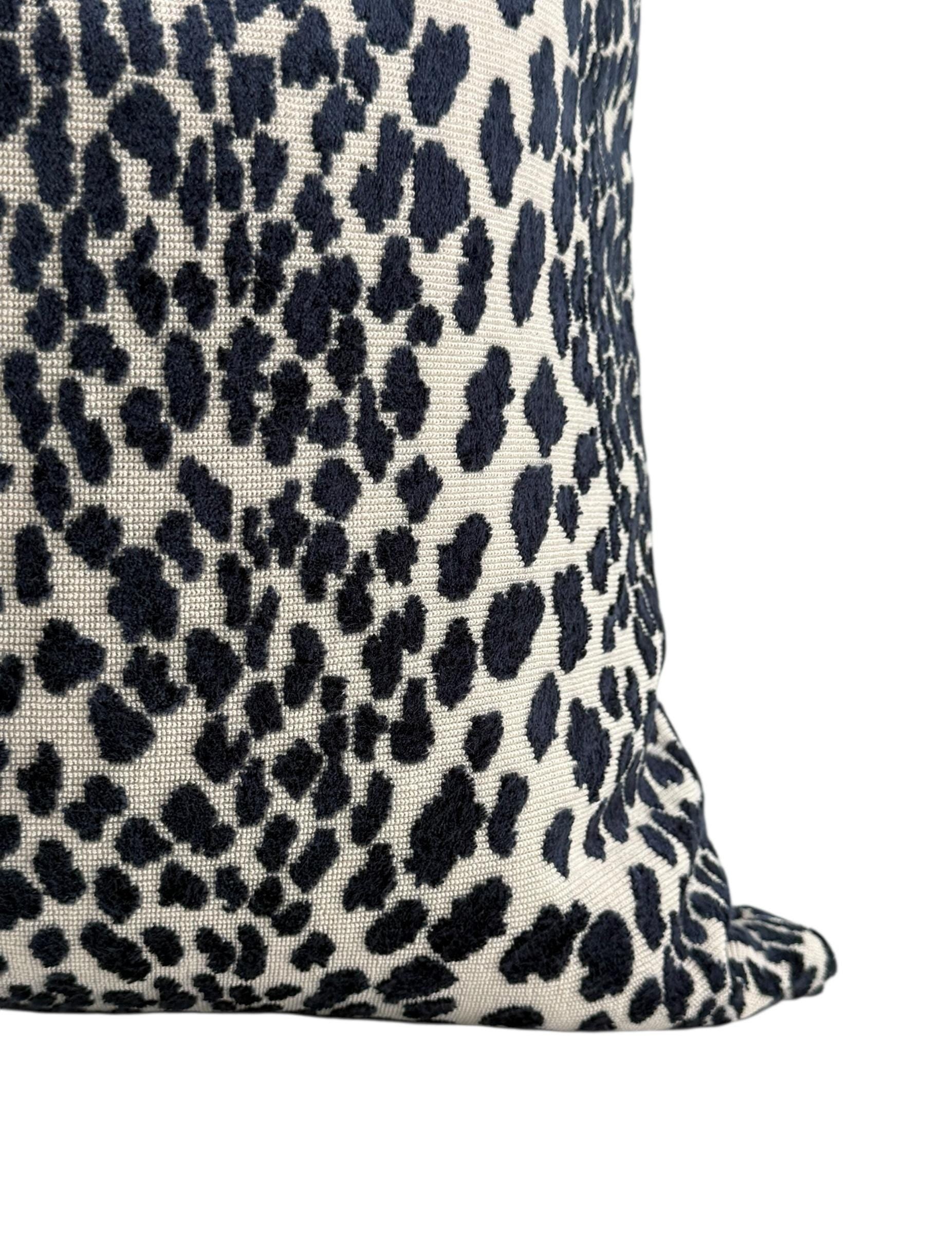 Handmade Cheetah Print Pillow Cover: Blue and Beige Safari Accent Cushion