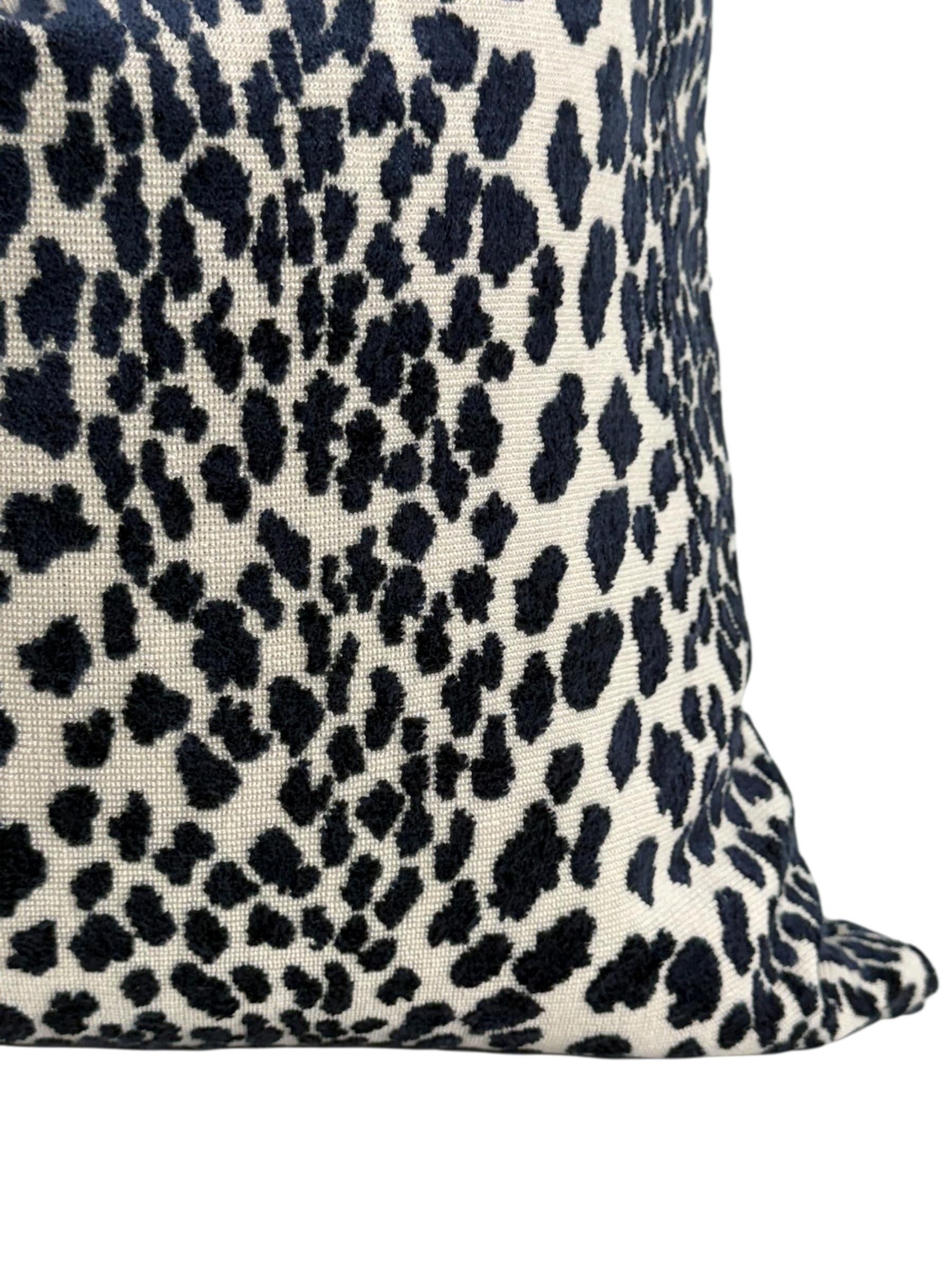 Handmade Cheetah Print Pillow Cover: Blue and Beige Safari Accent Cushion