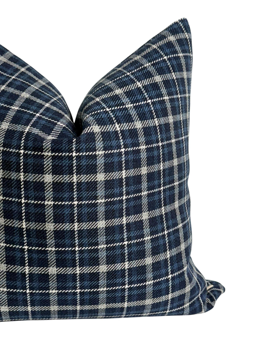 Handmade Navy Plaid Pillow Cover: Farmhouse Tartan Throw Cushion