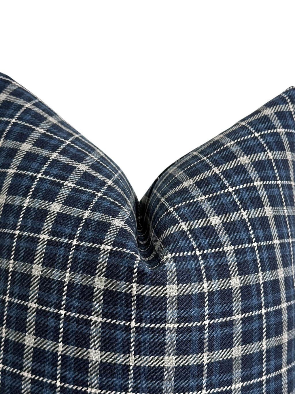 Handmade Navy Plaid Pillow Cover: Farmhouse Tartan Throw Cushion