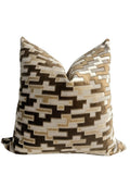 Geometric Velvet Pillow Cover: Brown Beige Textured Accent Cushion