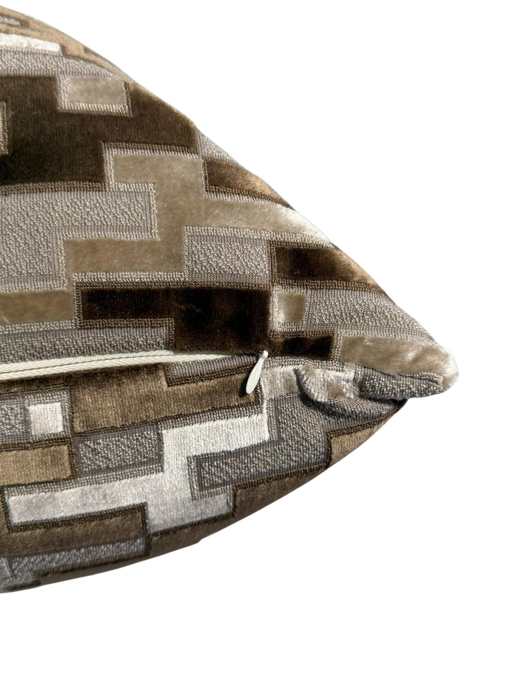 Geometric Velvet Pillow Cover: Brown Beige Textured Accent Cushion