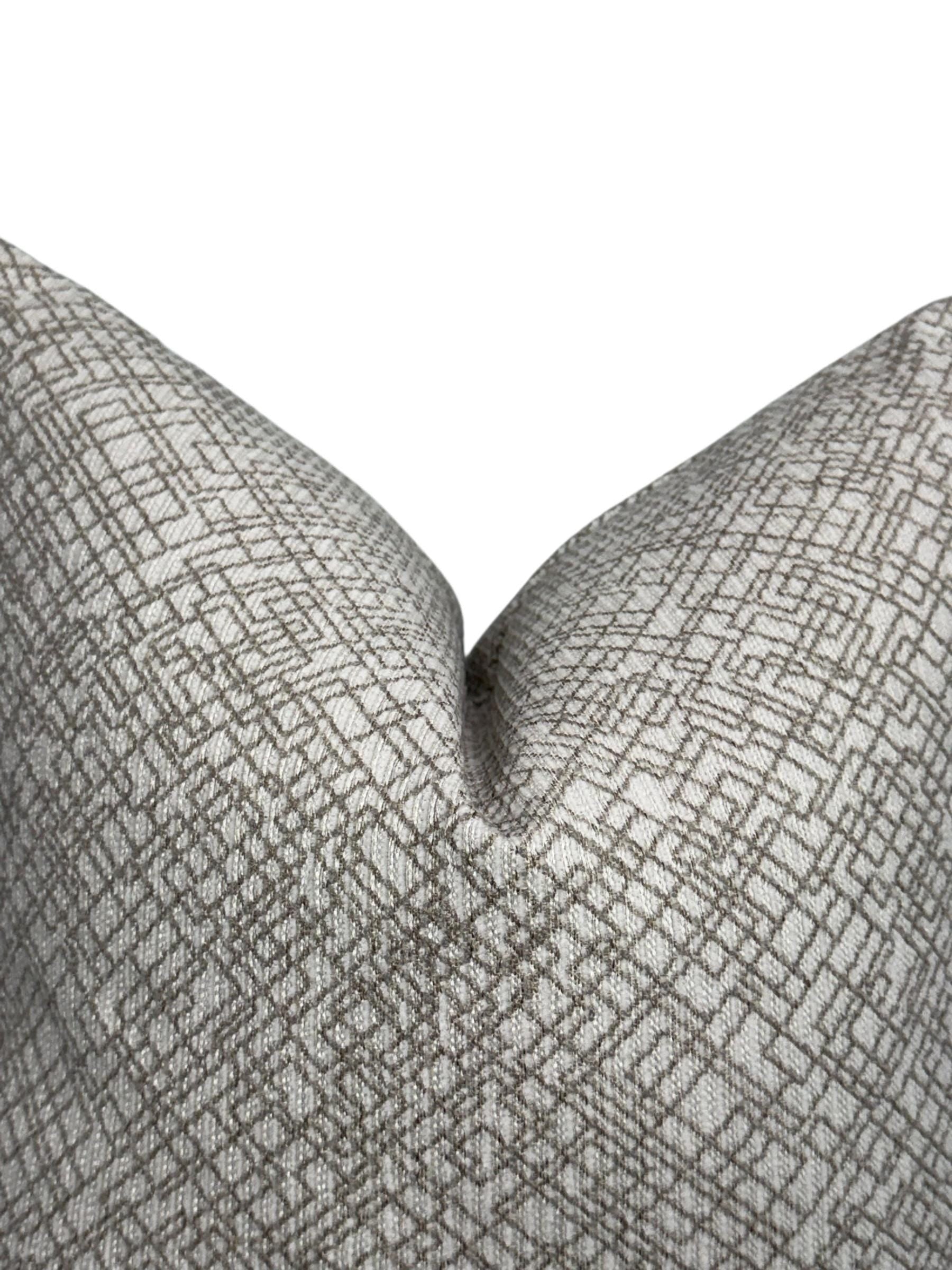 Textured Geometric Pillow Cover: Beige & Gray, Modern Minimalist