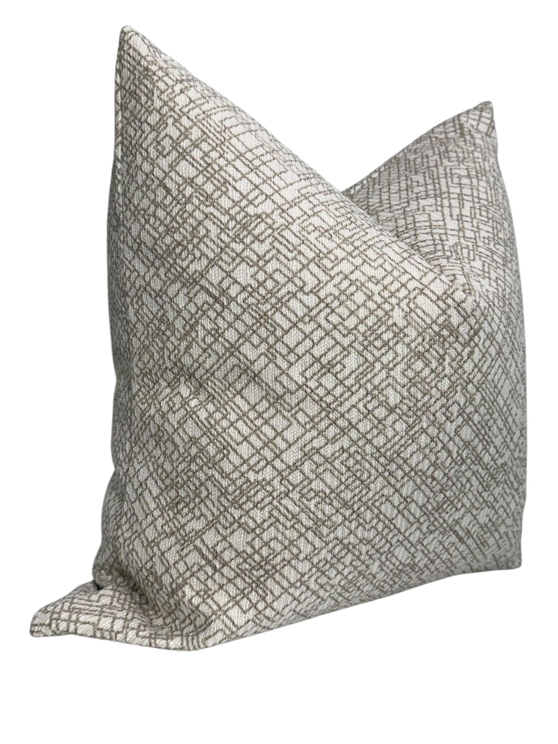Textured Geometric Pillow Cover: Beige & Gray, Modern Minimalist