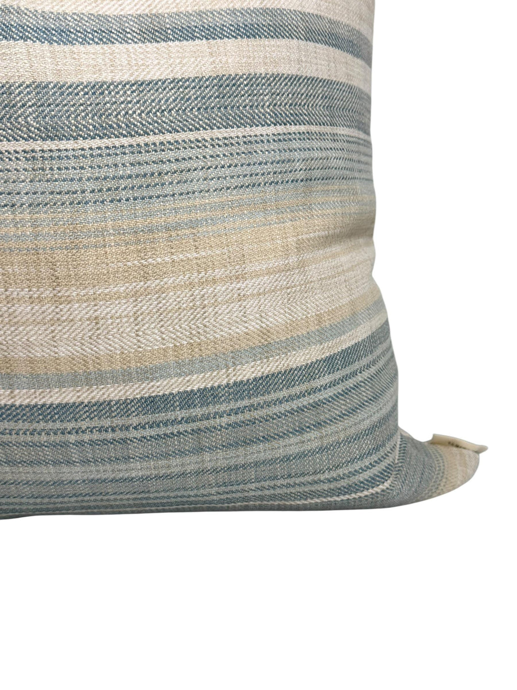 Handmade Blue and Beige Striped Pillow Cover: Woven Coastal Decor