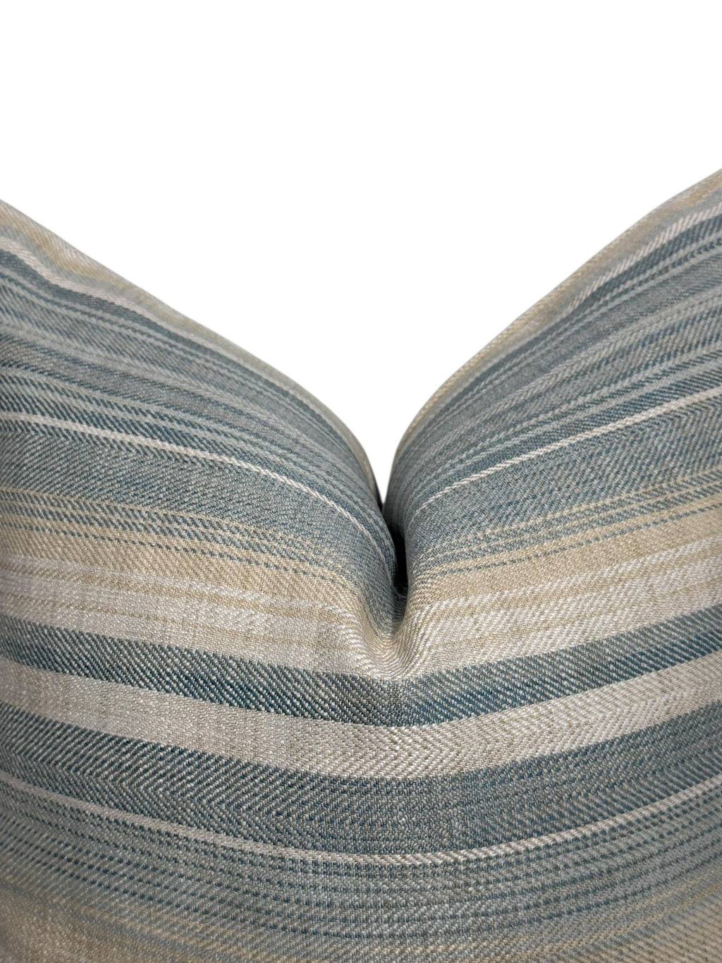 Handmade Blue and Beige Striped Pillow Cover: Woven Coastal Decor