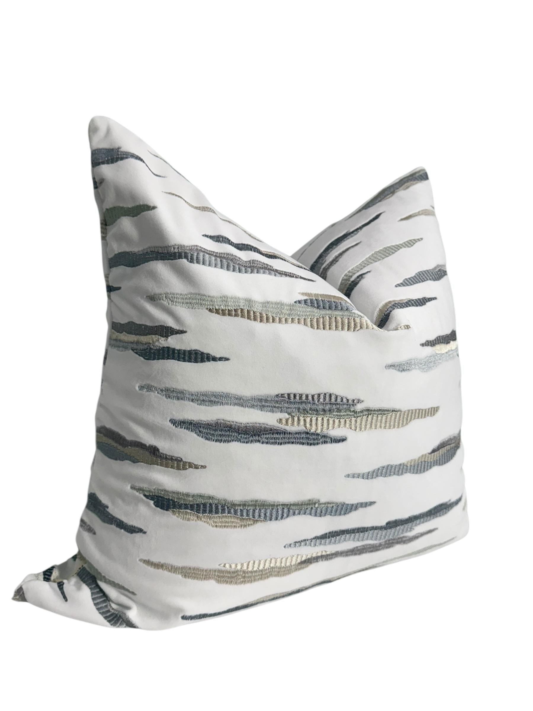 Textured Wave Embroidered Pillow Cover: Modern Coastal Accent