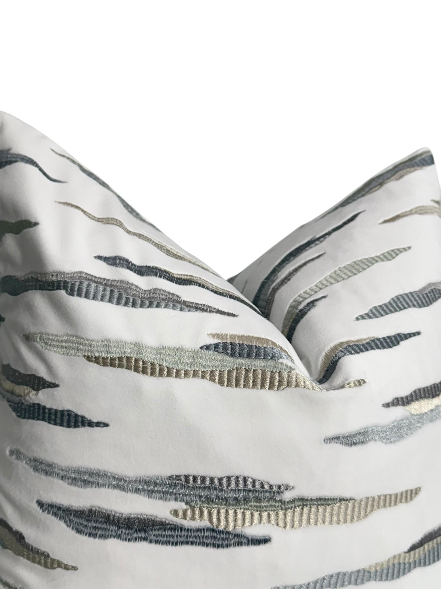 Textured Wave Embroidered Pillow Cover: Modern Coastal Accent