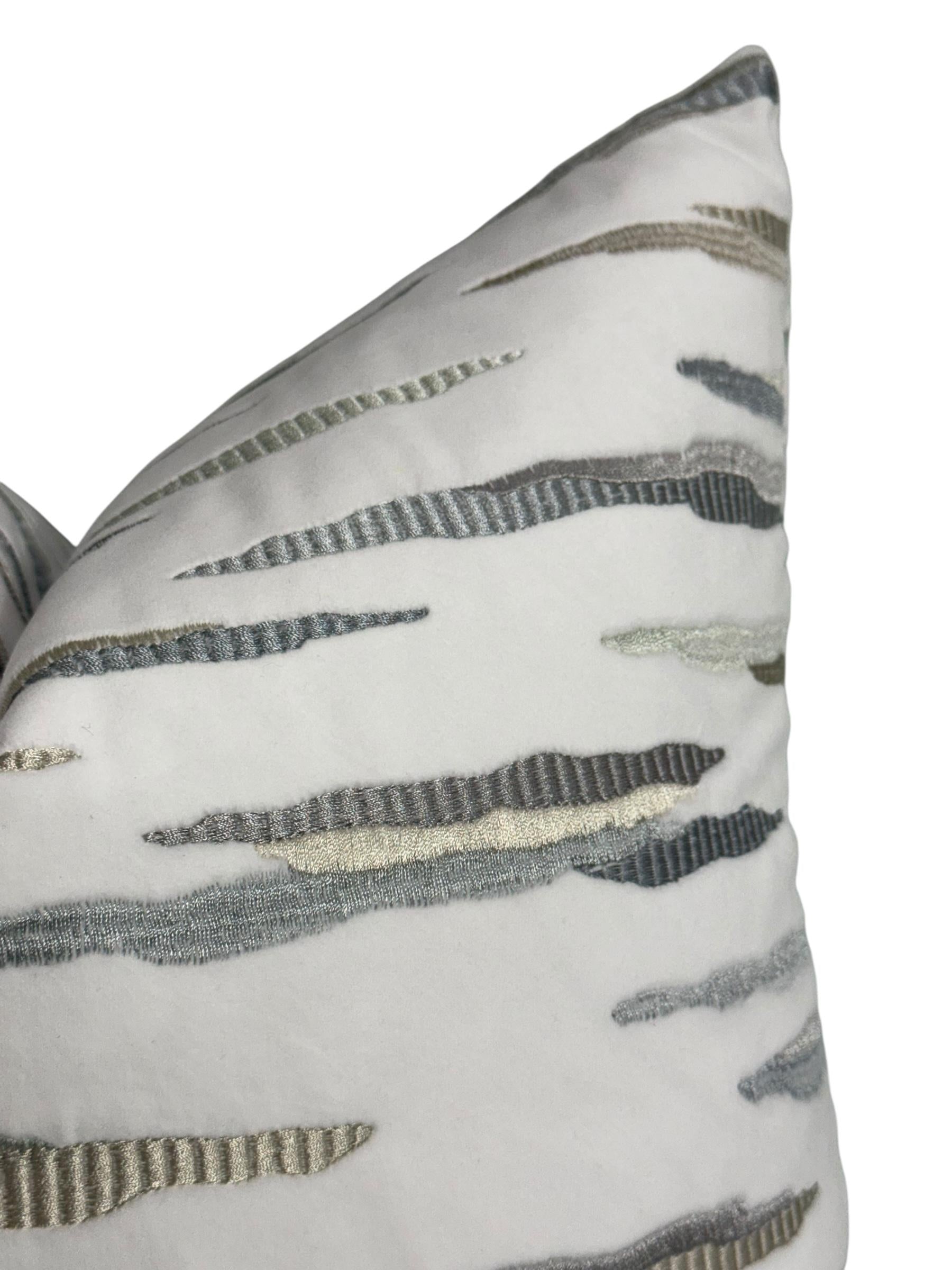 Textured Wave Embroidered Pillow Cover: Modern Coastal Accent