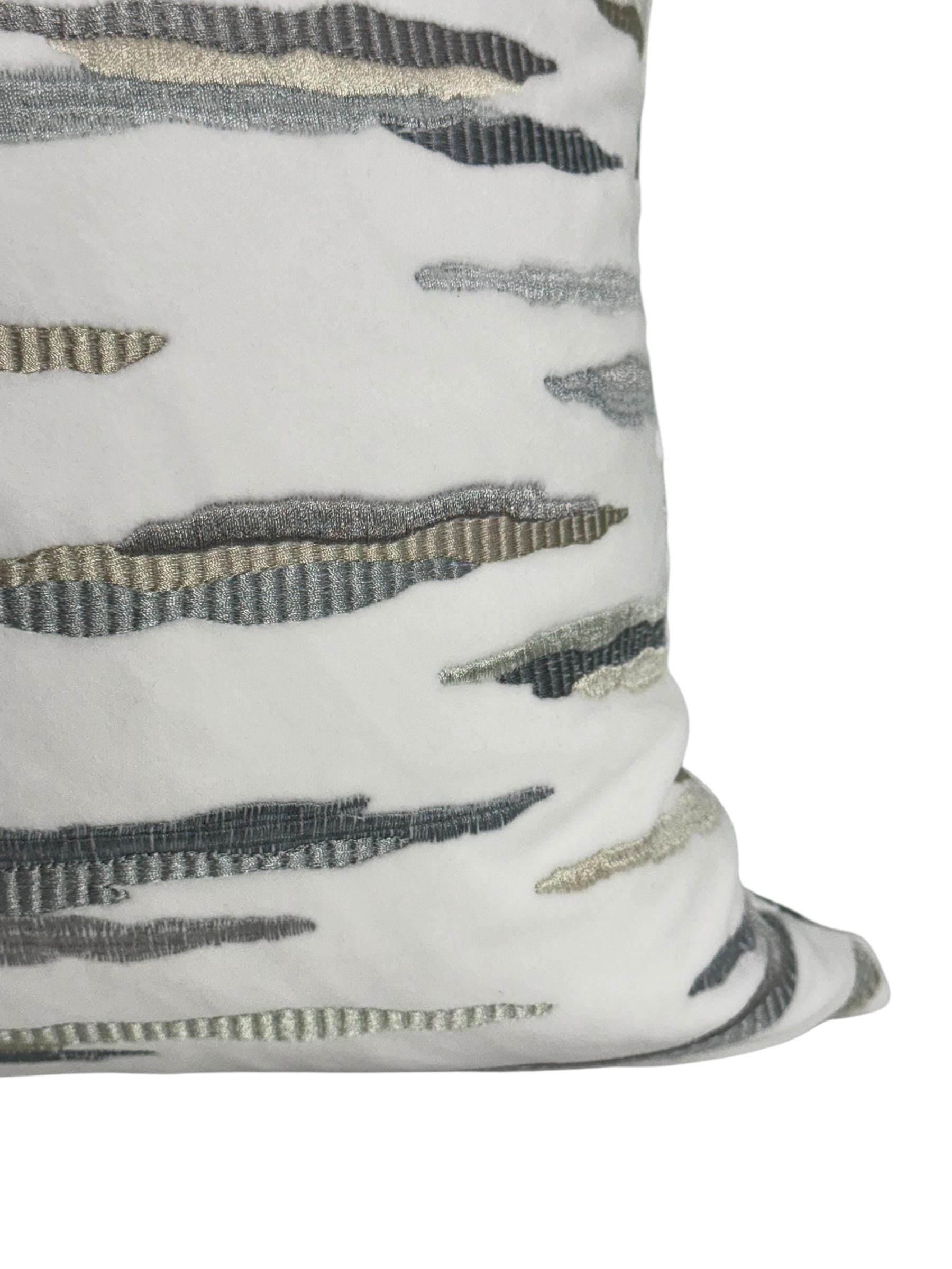 Textured Wave Embroidered Pillow Cover: Modern Coastal Accent