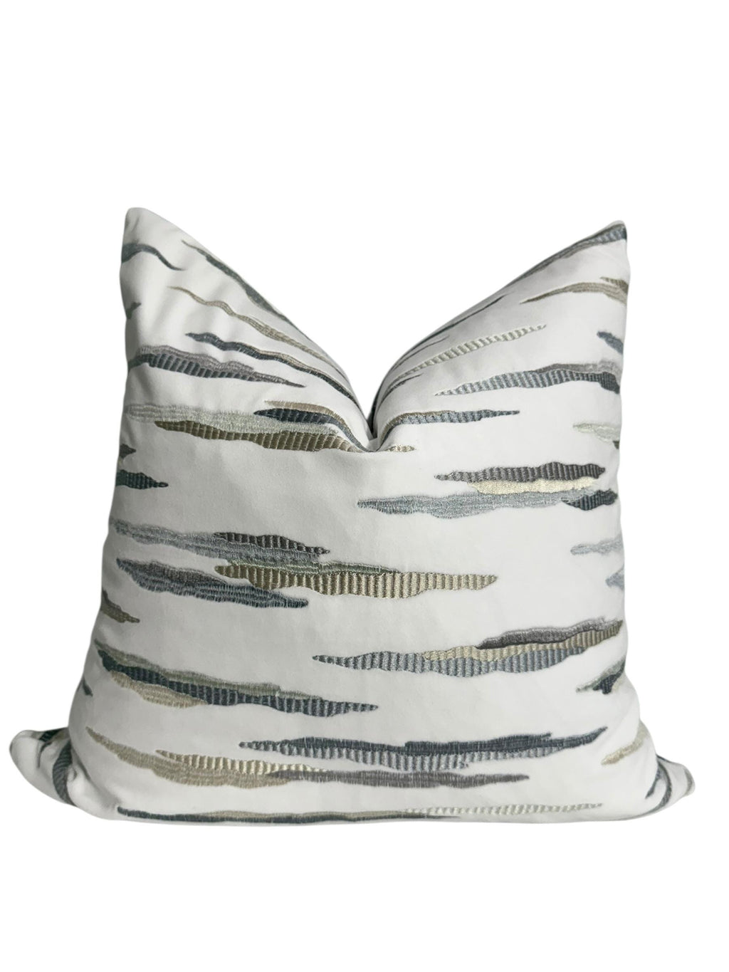 Textured Wave Embroidered Pillow Cover: Modern Coastal Accent
