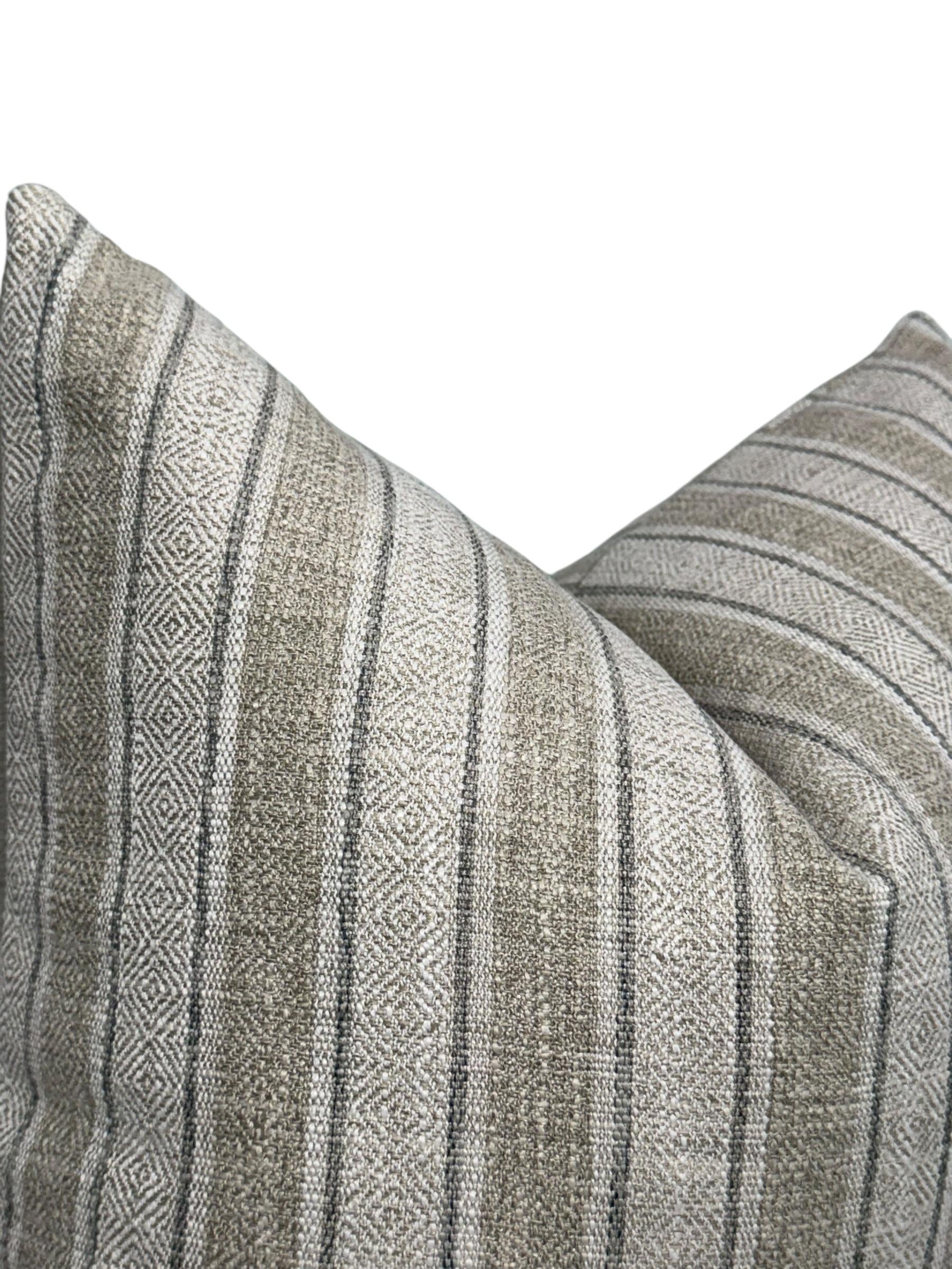 Beige Striped Woven Pillow Cover - Modern Farmhouse Decor
