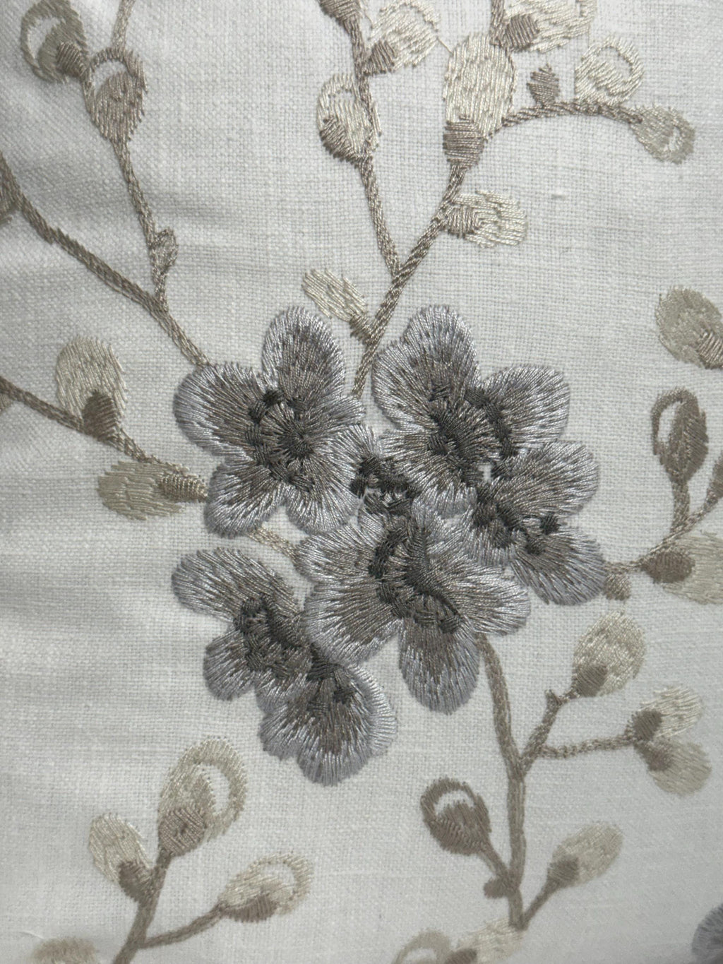 Embroidered Floral Pillow Cover: Linen Look, Farmhouse Decor