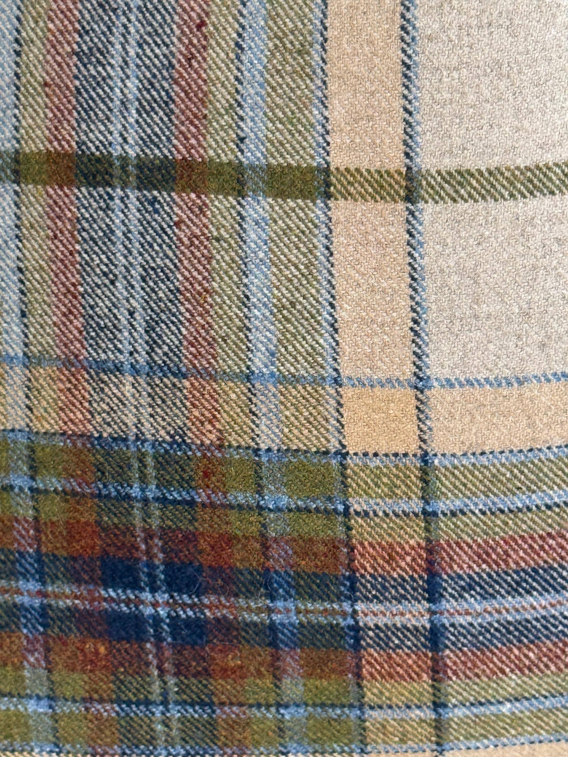 Beige Plaid Pillow Cover, Olive and Blue Check Cushion, Rustic Farmhouse Throw Pillow, Cozy Cabin Decor, Wool-Look Tartan Accent Pillow