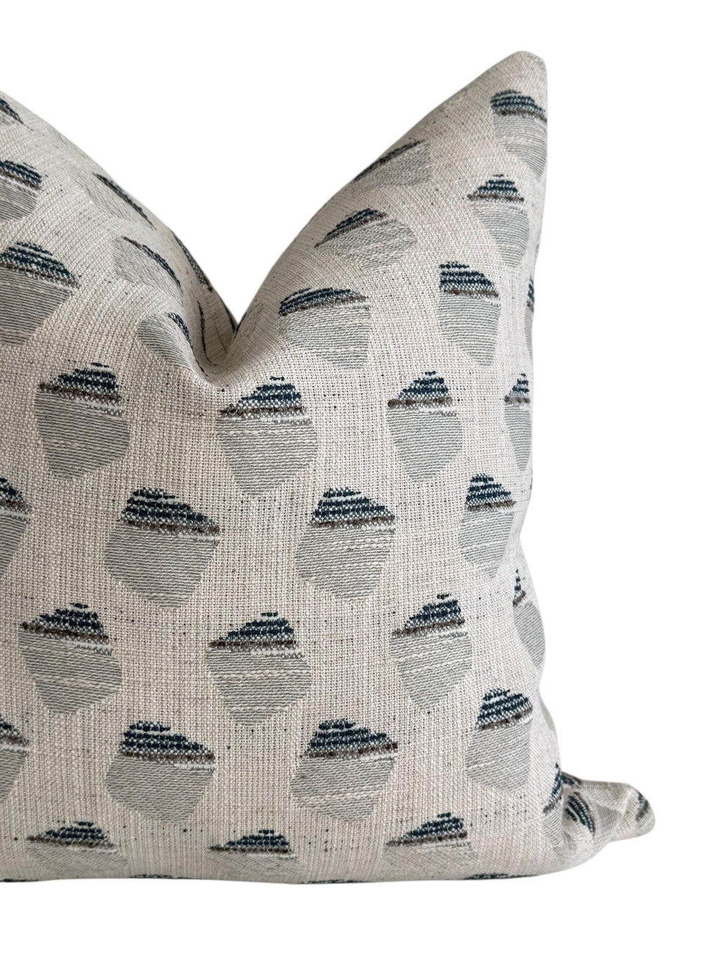 Geometric Woven Pillow Cover, Gray Blue Acorn Print, Modern Farmhouse Decor