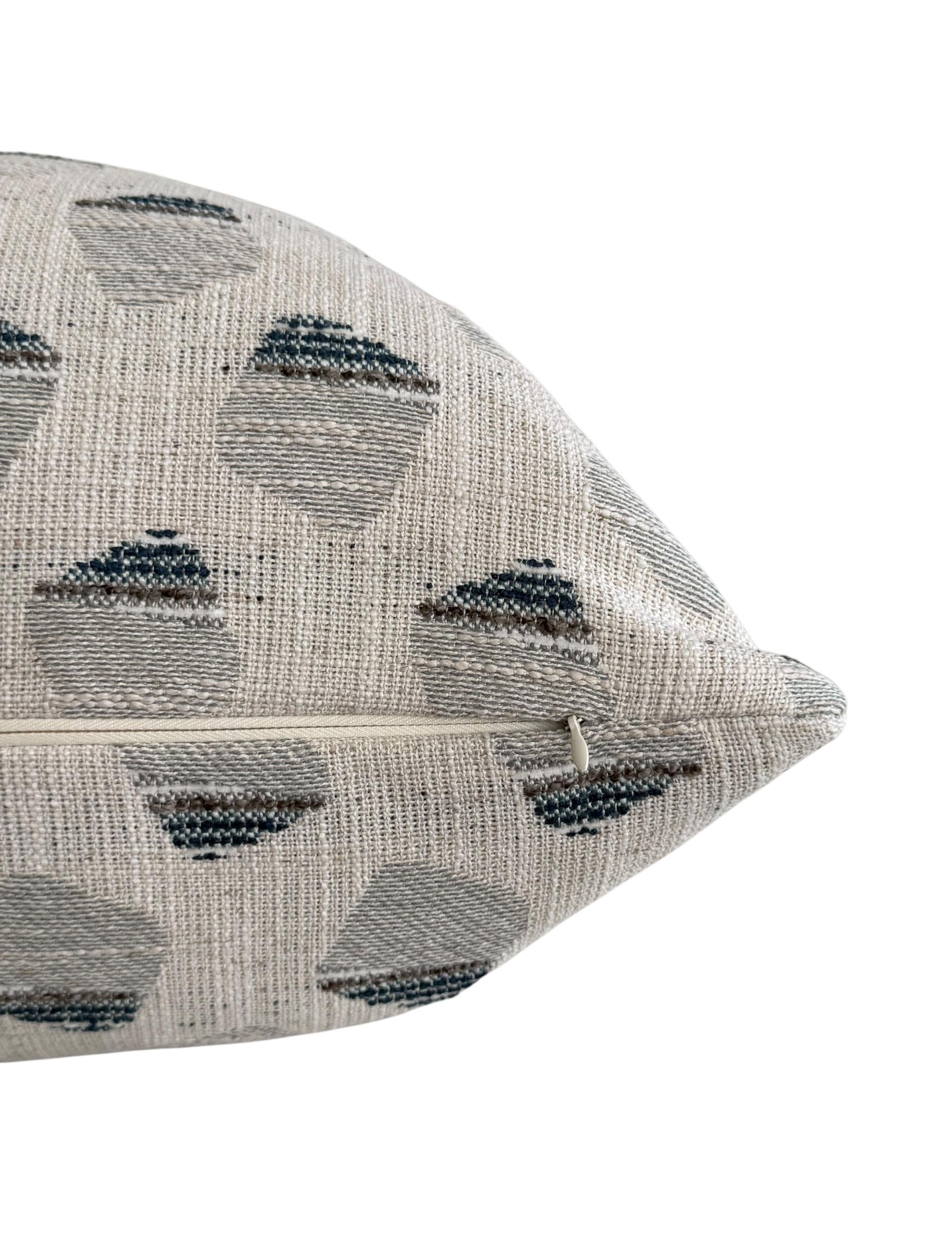Geometric Woven Pillow Cover, Gray Blue Acorn Print, Modern Farmhouse Decor