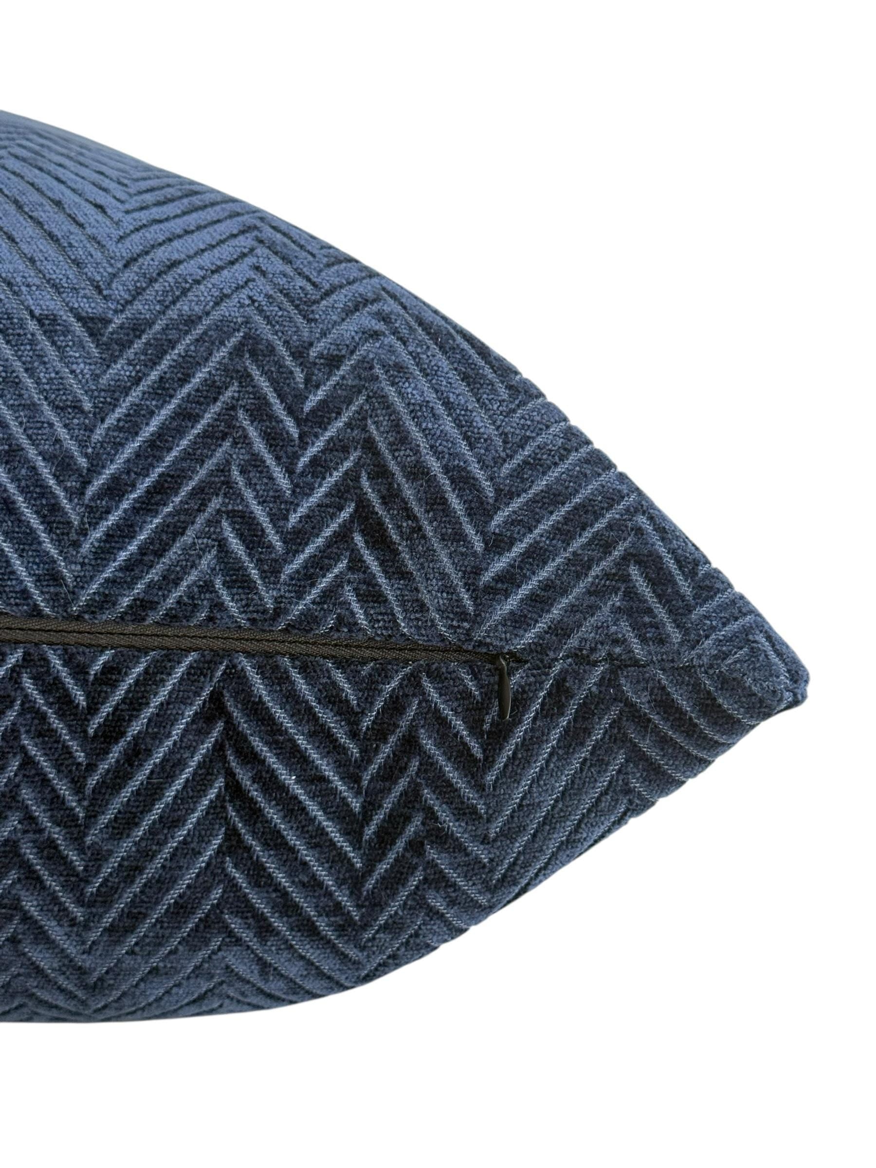 Navy Blue Velvet Pillow Cover, Herringbone Textured Cushion, Modern Luxury Throw Pillow, Soft Velvet Sofa Decor, Deep Blue Accent Pillow