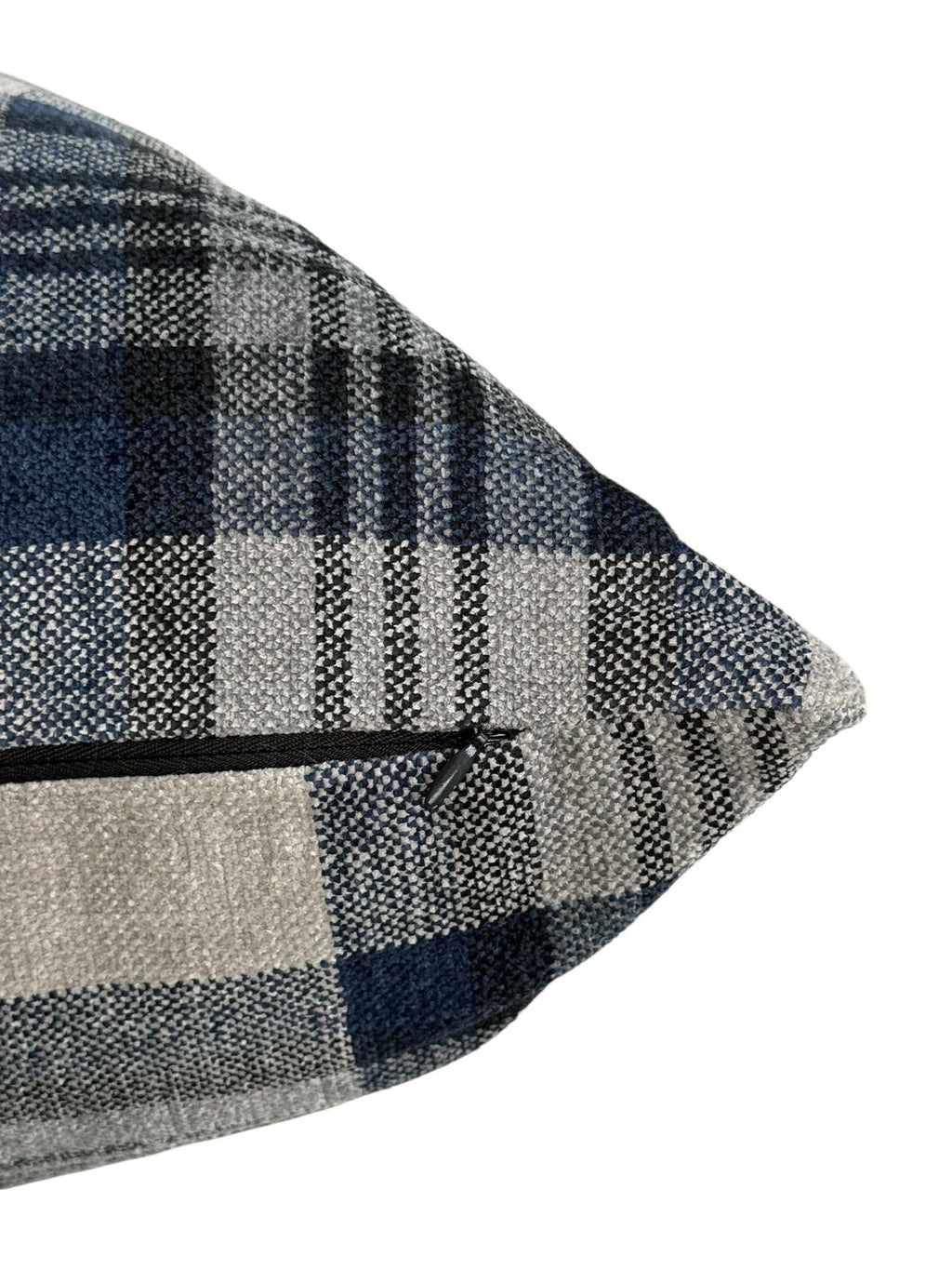 Blue and Gray Plaid Pillow Cover, Wool-Look Check Cushion, Modern Farmhouse Throw Pillow, Cozy Cabin Decor, Navy Tartan Accent Pillow