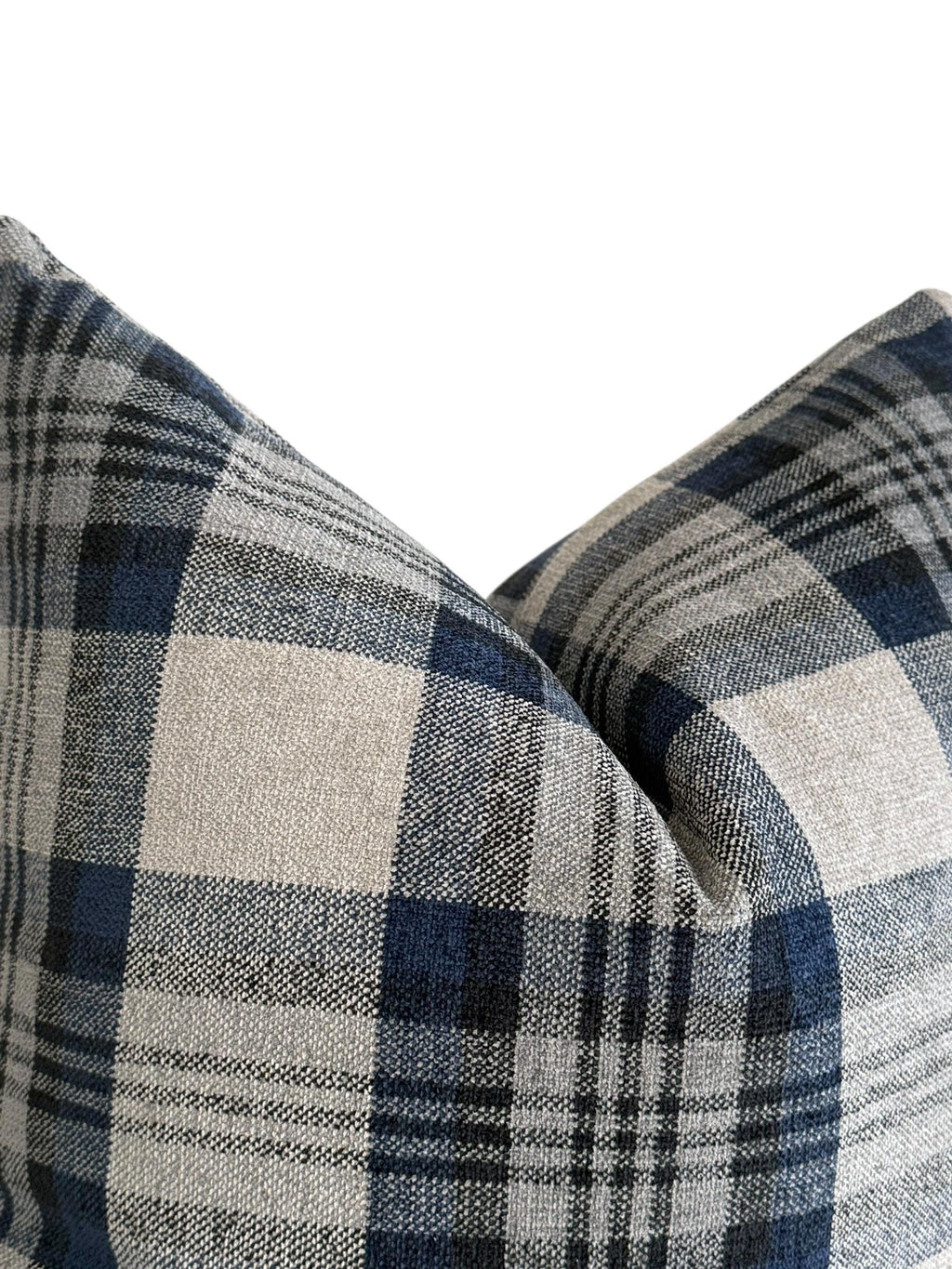 Blue and Gray Plaid Pillow Cover, Wool-Look Check Cushion, Modern Farmhouse Throw Pillow, Cozy Cabin Decor, Navy Tartan Accent Pillow