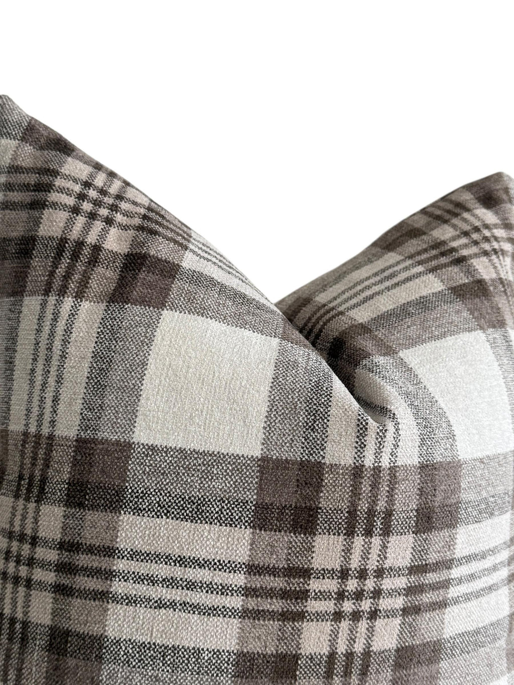 Brown and Cream Plaid Pillow Cover, Neutral Check Cushion, Rustic Farmhouse Throw Pillow, Cozy Cabin Decor, Wool-Look Tartan Pillow