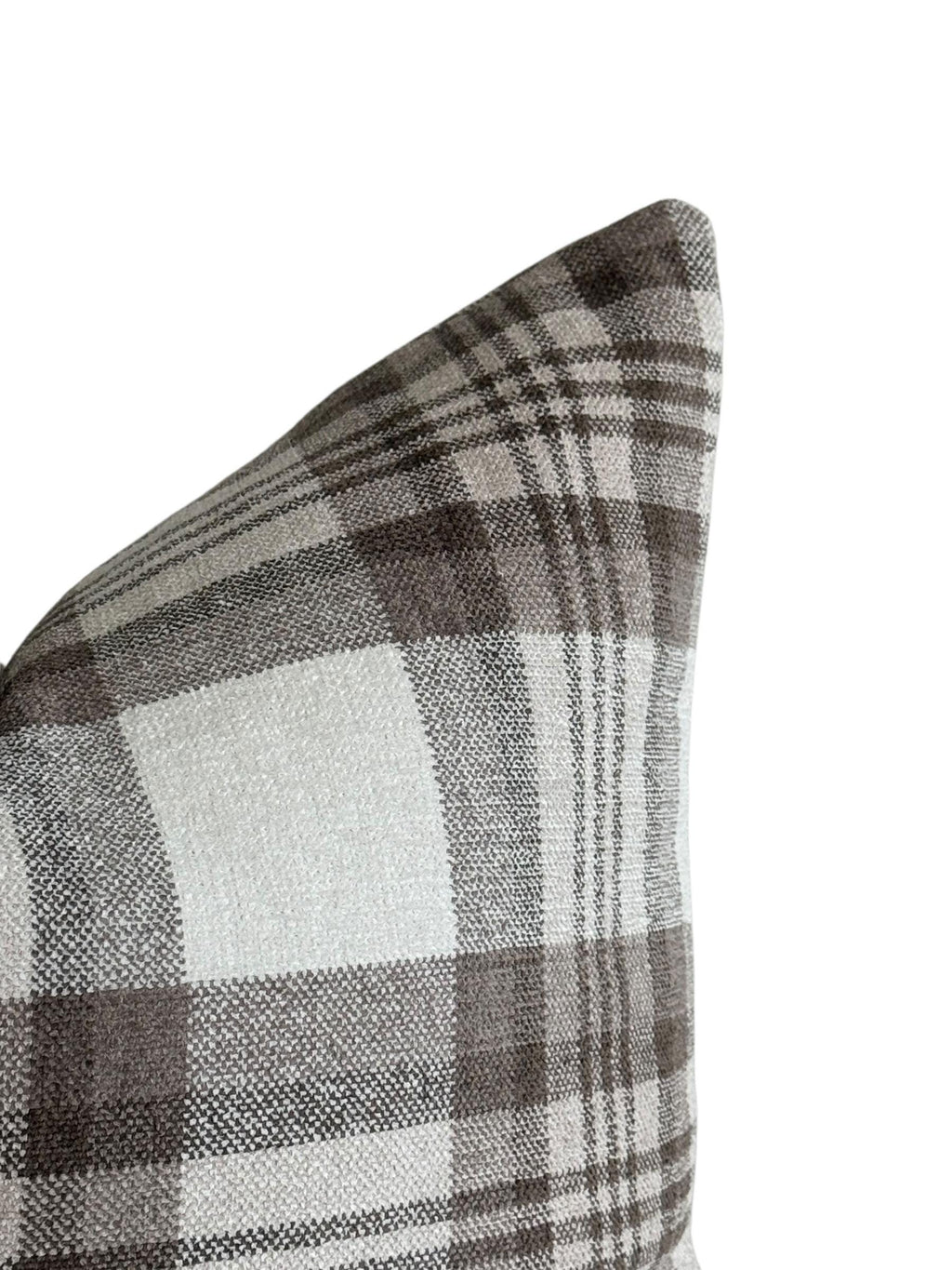 Brown and Cream Plaid Pillow Cover, Neutral Check Cushion, Rustic Farmhouse Throw Pillow, Cozy Cabin Decor, Wool-Look Tartan Pillow