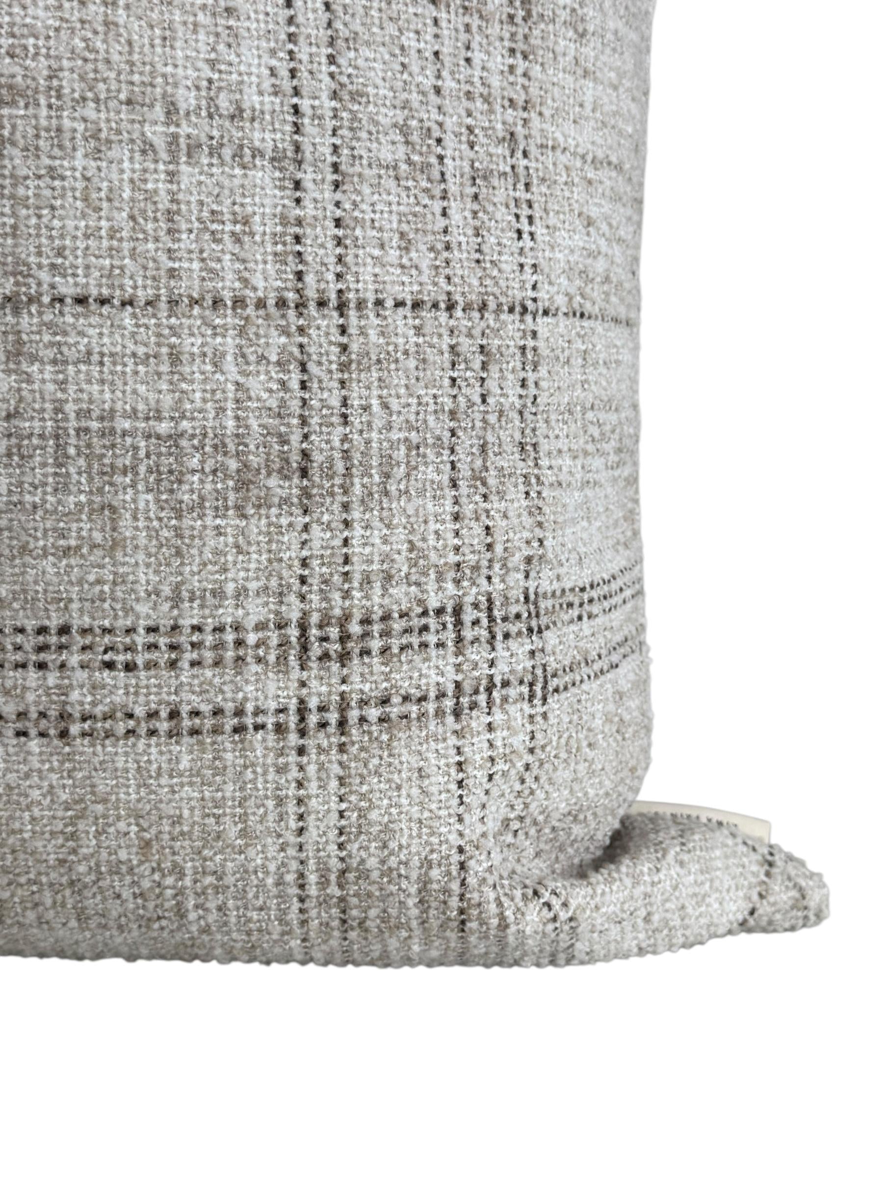 Neutral Plaid Pillow Cover, Beige and Gray Textured Cushion, Modern Farmhouse Throw Pillow, Minimalist Sofa Decor, Linen Look Accent Pillow