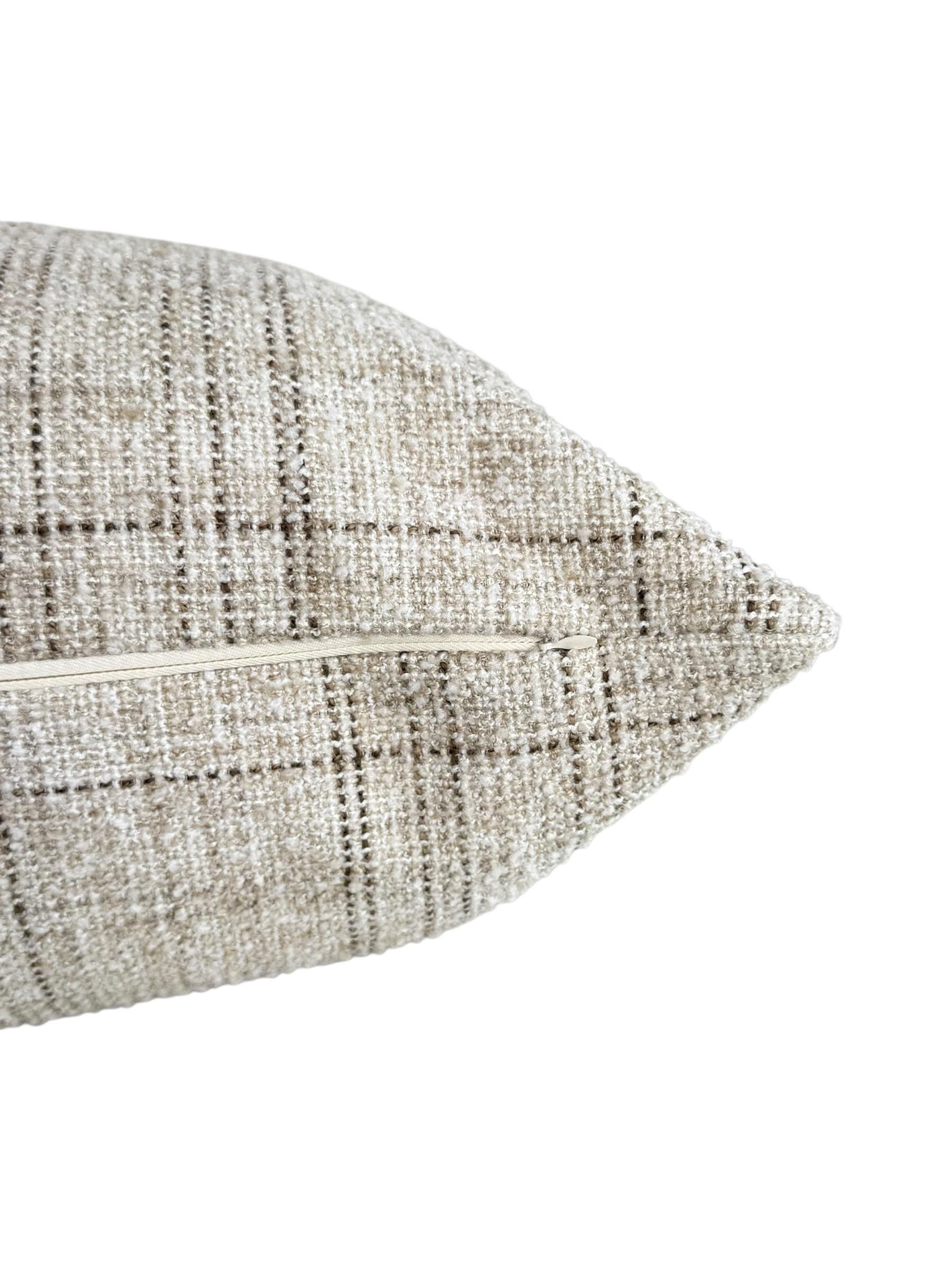 Neutral Plaid Pillow Cover, Beige and Gray Textured Cushion, Modern Farmhouse Throw Pillow, Minimalist Sofa Decor, Linen Look Accent Pillow