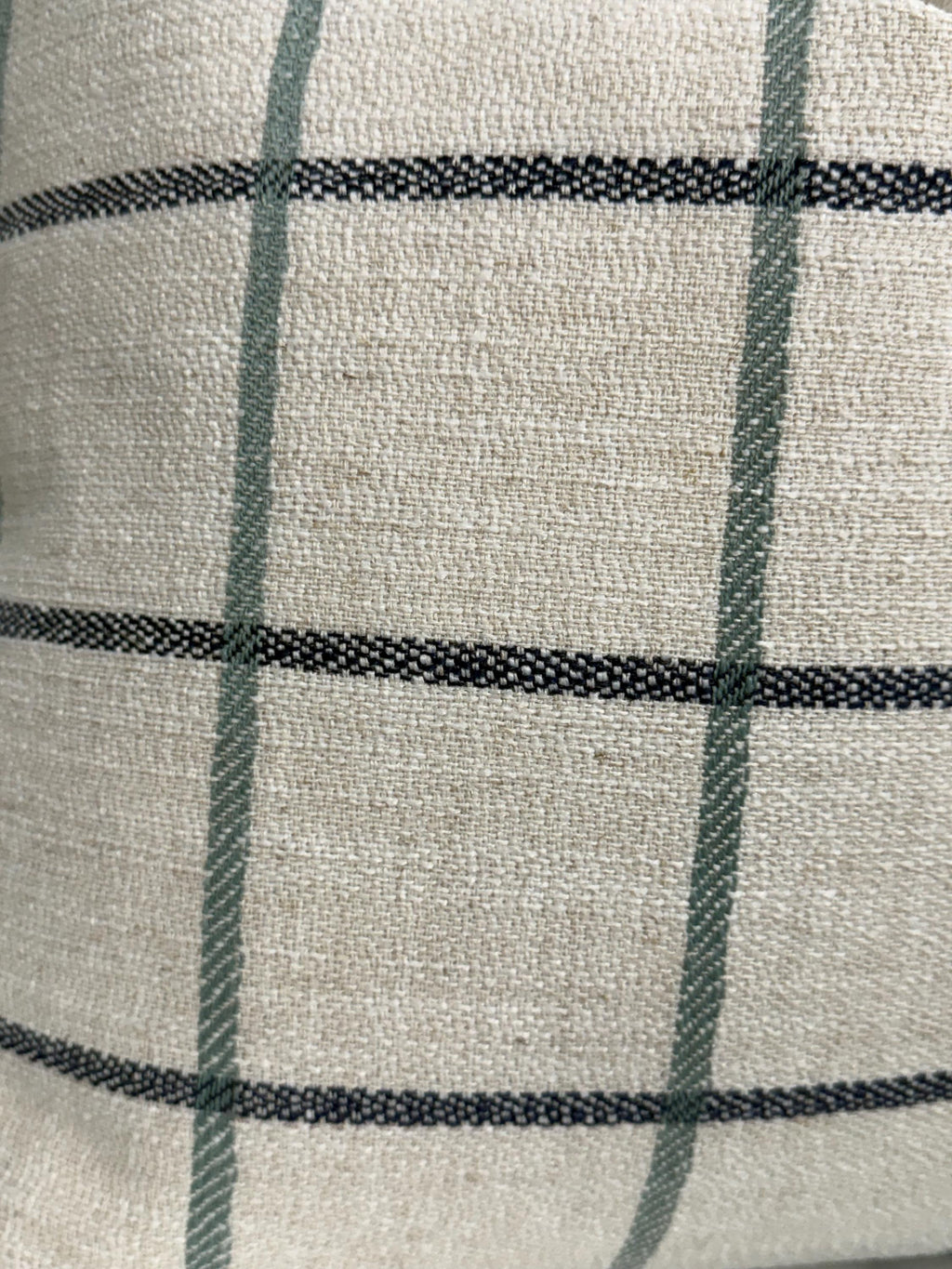 Cream Plaid Pillow Cover: Modern Farmhouse Green-Blue Check Cushion
