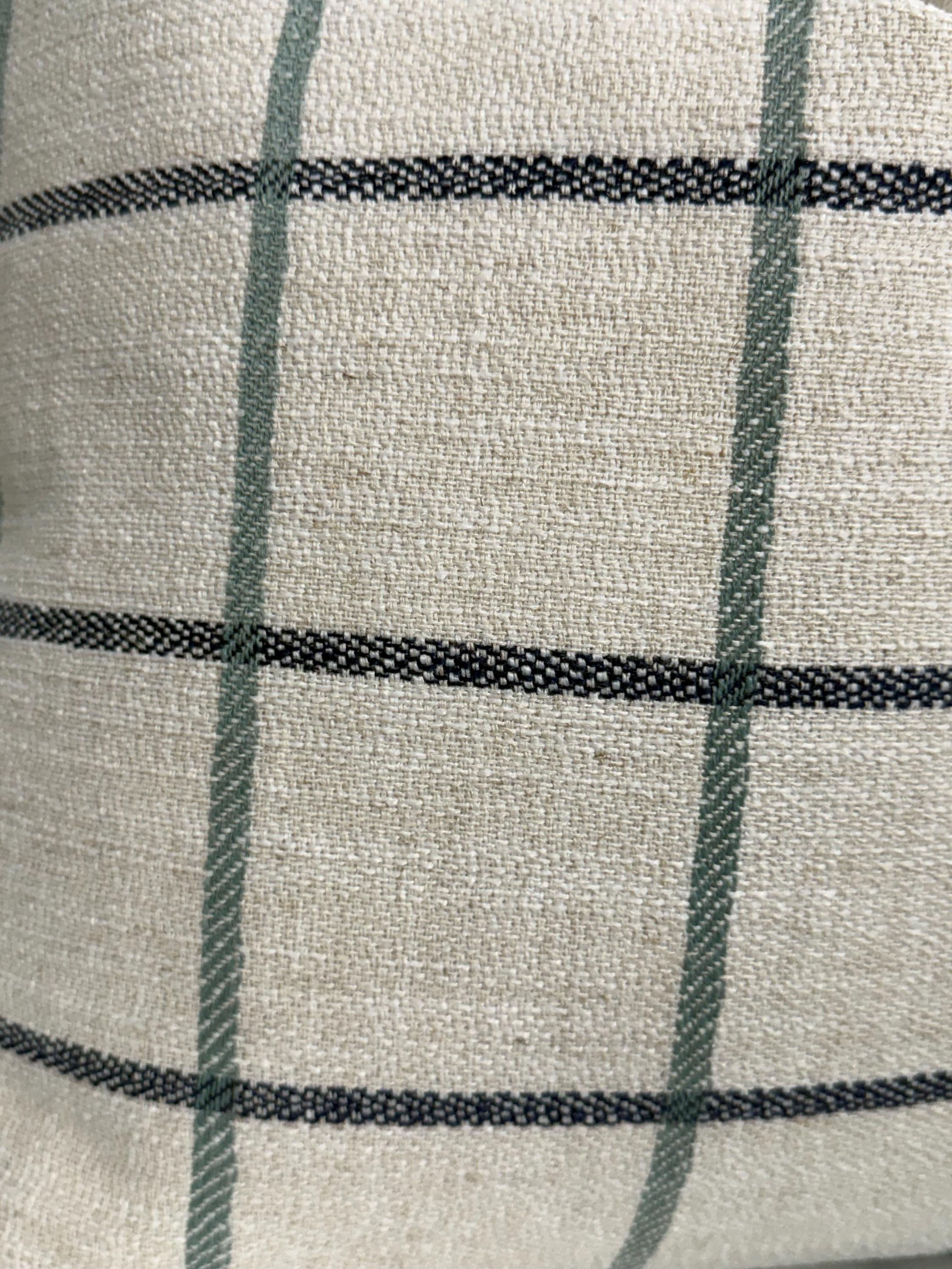 Cream Plaid Pillow Cover: Modern Farmhouse Green-Blue Check Cushion