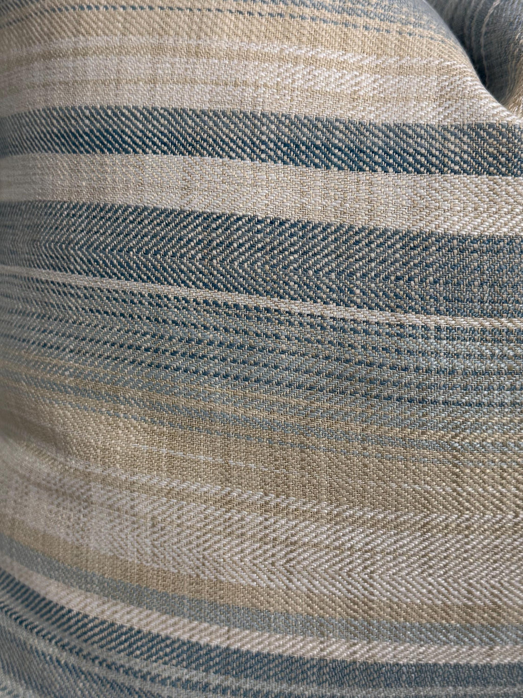 Handmade Blue and Beige Striped Pillow Cover: Woven Coastal Decor